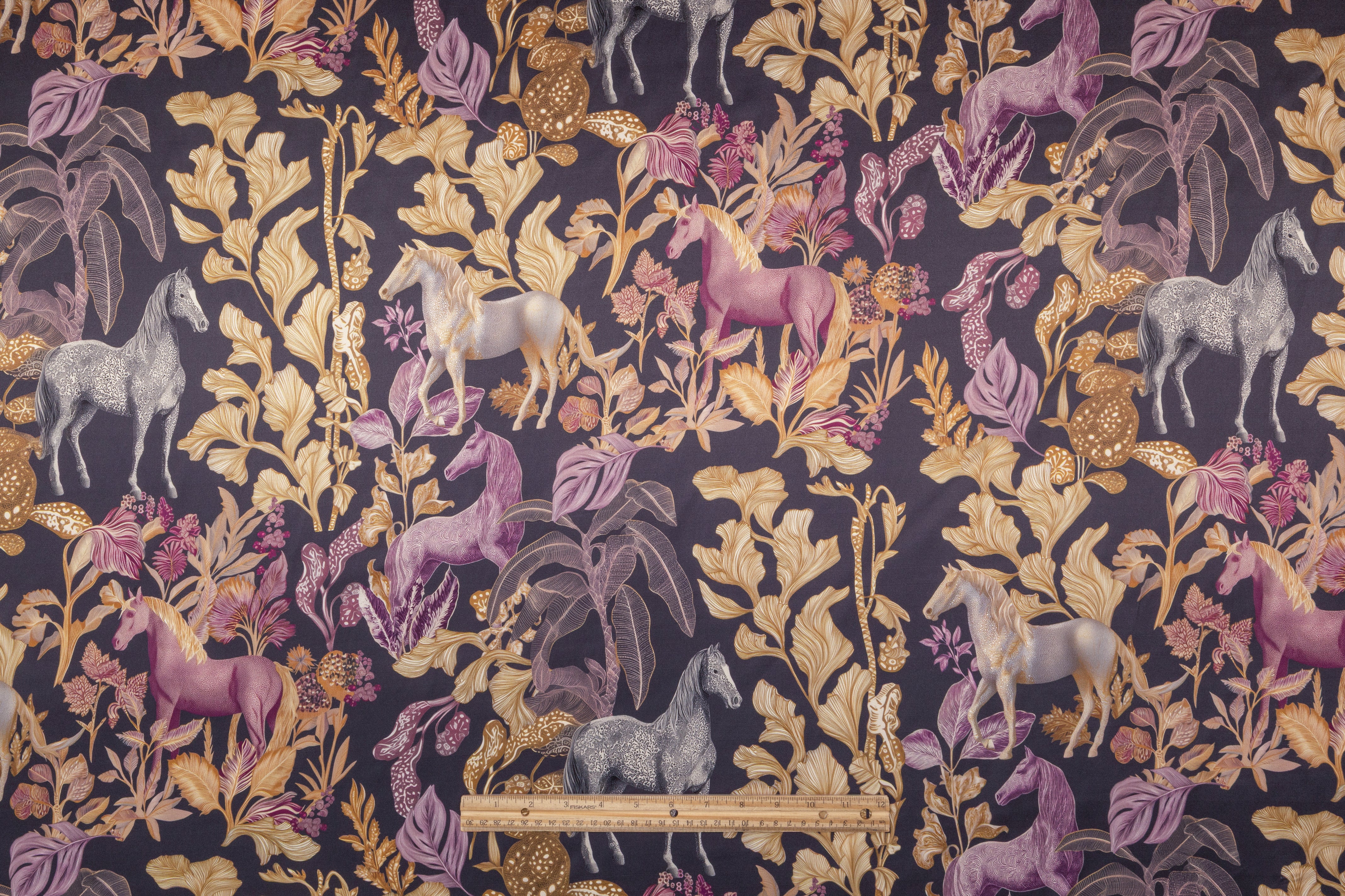 Midnight Pony Garden Italian Silk Charmeuse