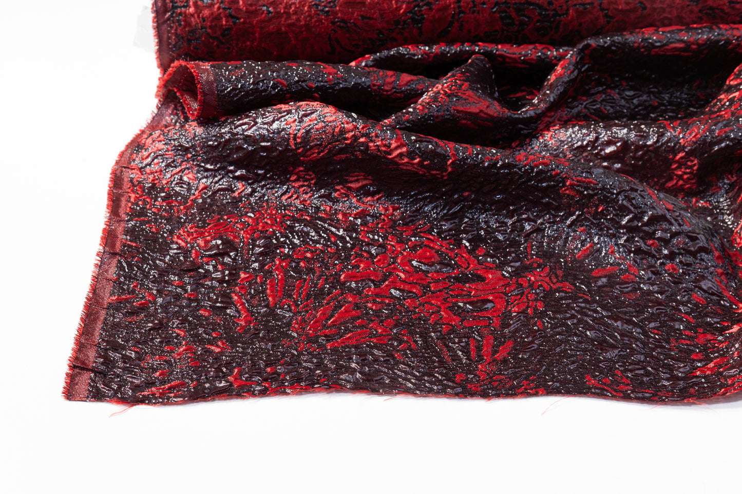 Abstract Metallic Cloqué Brocade - Red / Black
