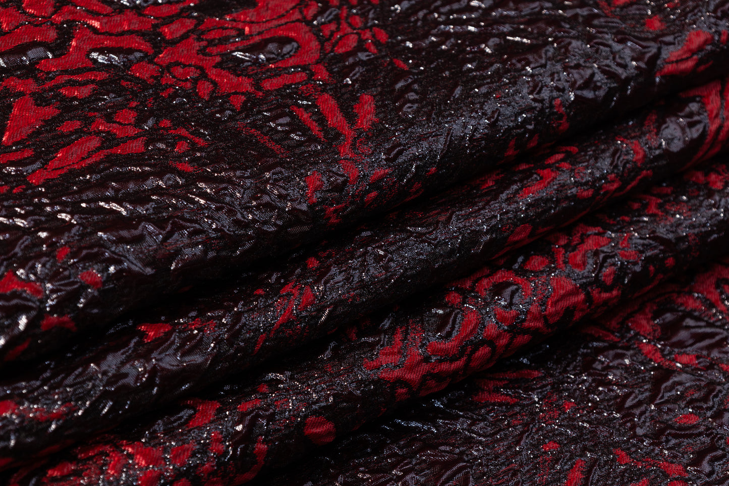 Abstract Metallic Cloqué Brocade - Red / Black
