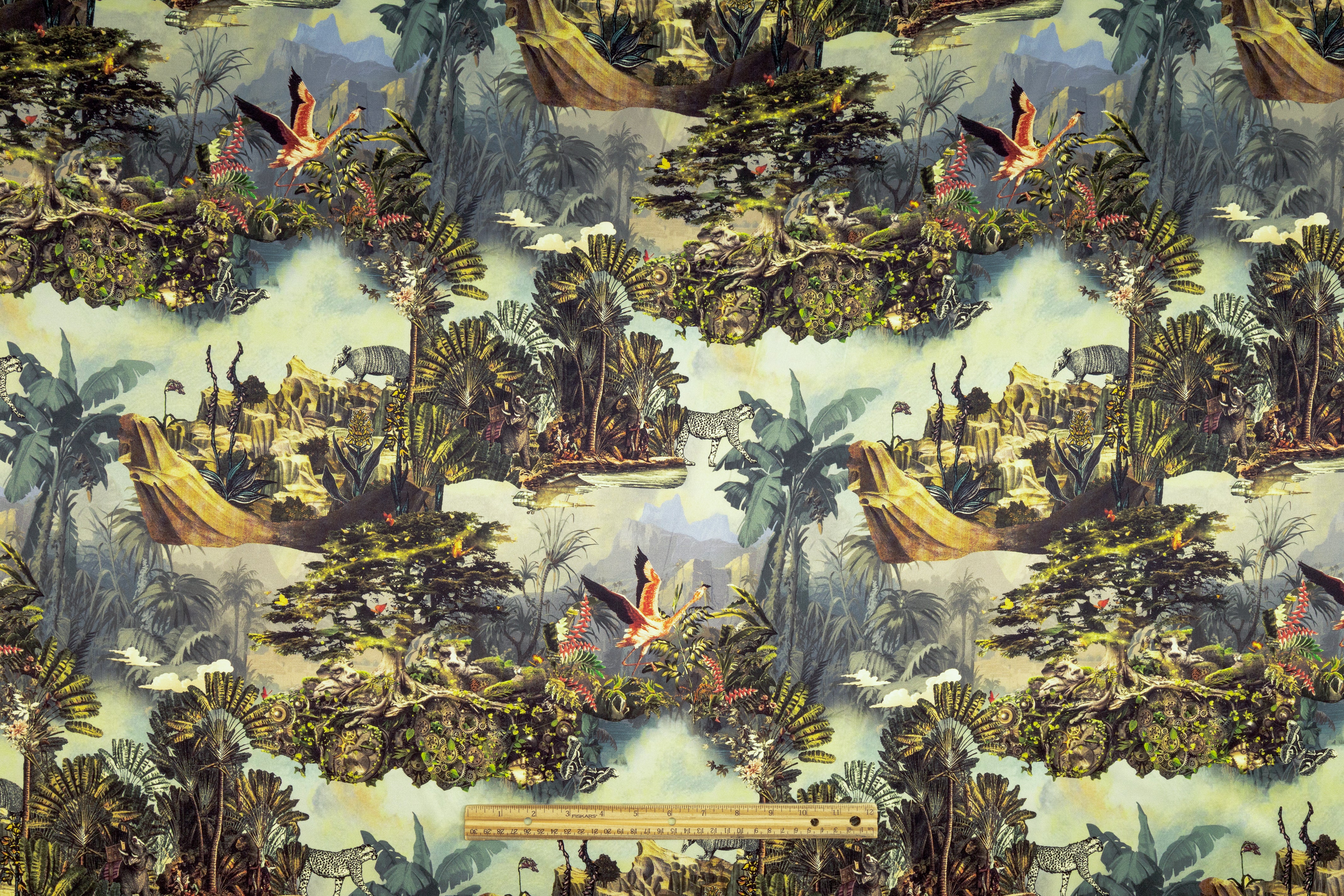 Jungle Toile Italian Silk Charmeuse - Green