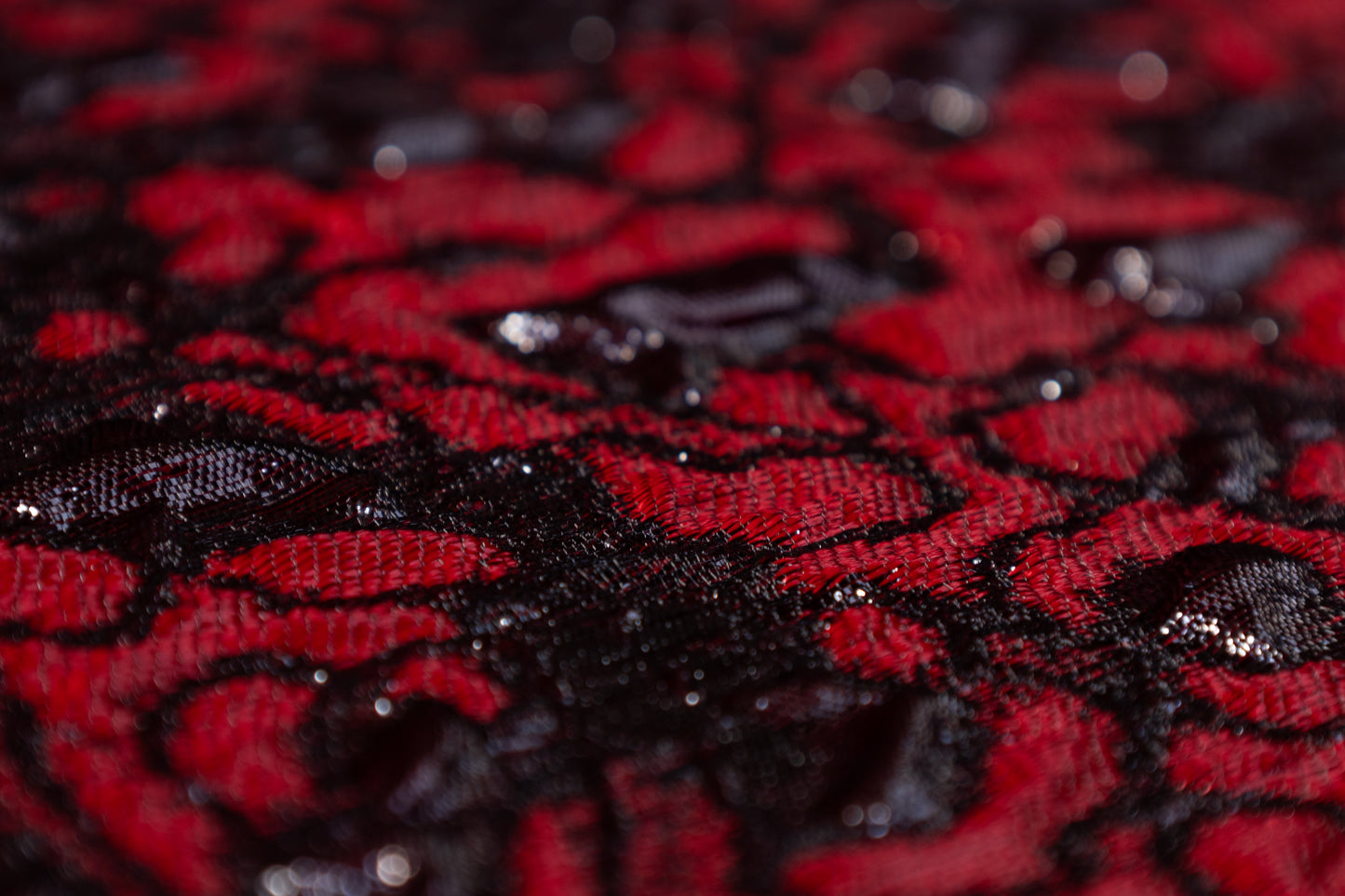 Abstract Metallic Cloqué Brocade - Red / Black