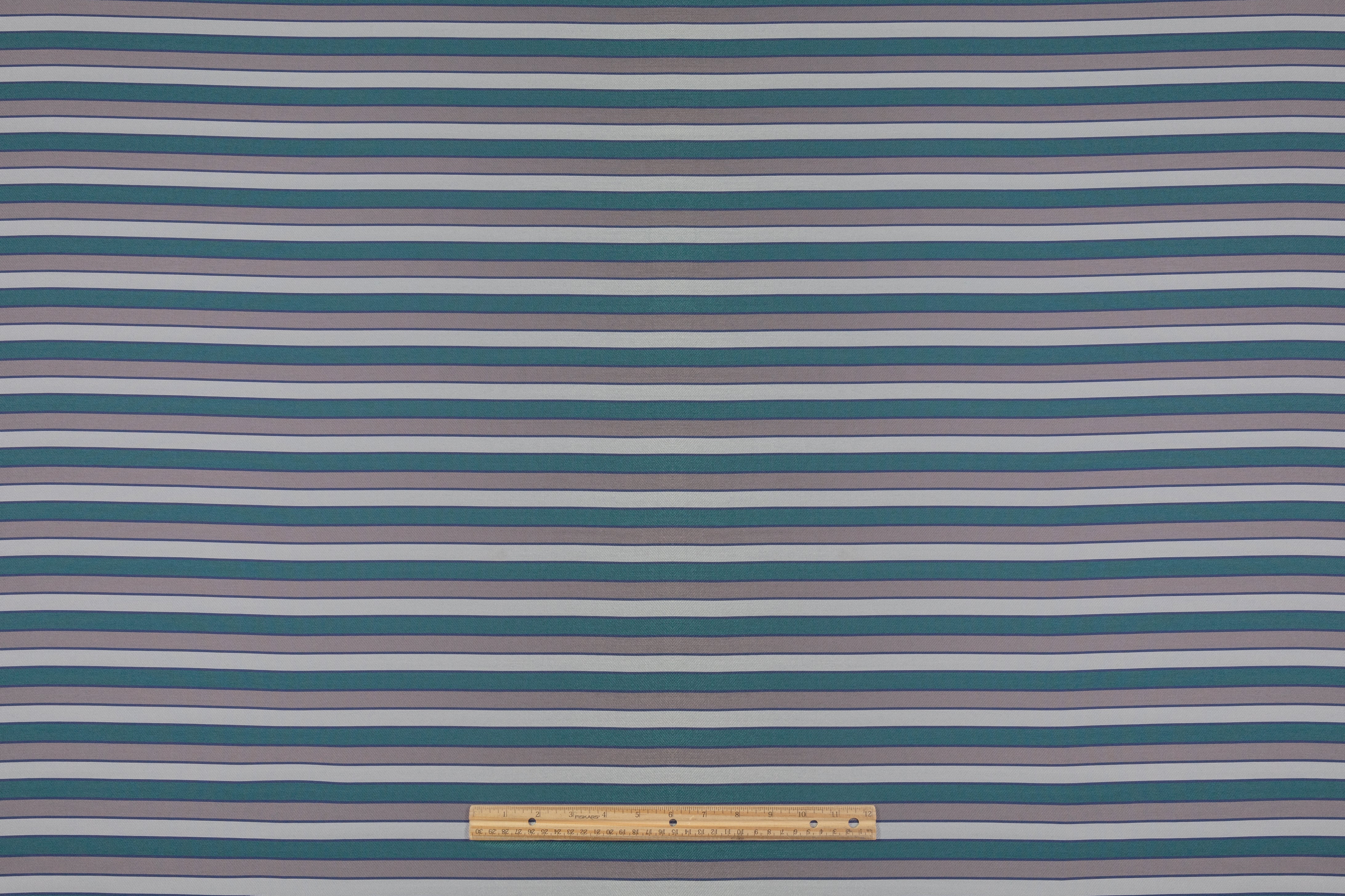 Striped Italian Jacquard - Teal / Gray