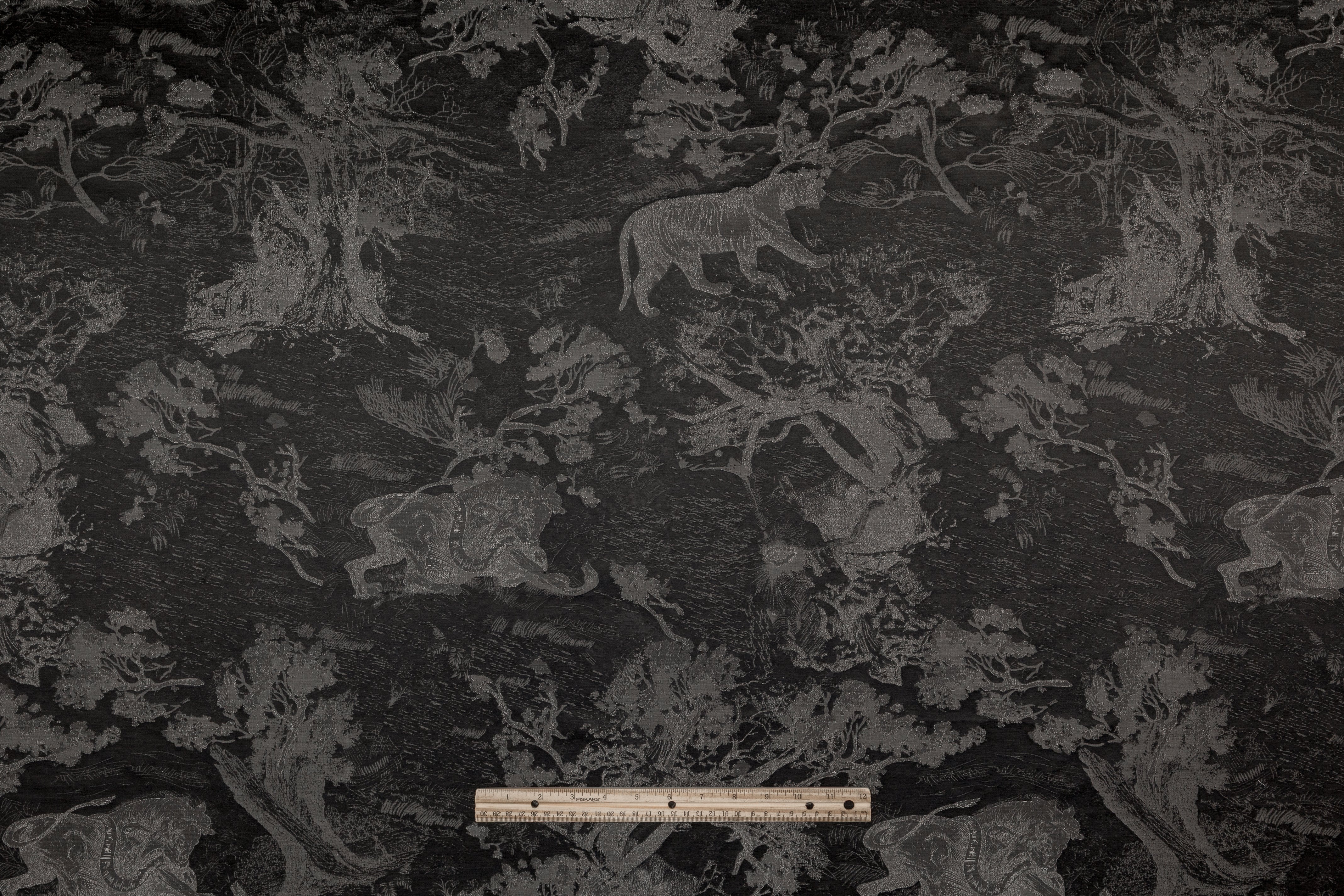 Jungle Toile Italian Brocade - Charcoal Gray