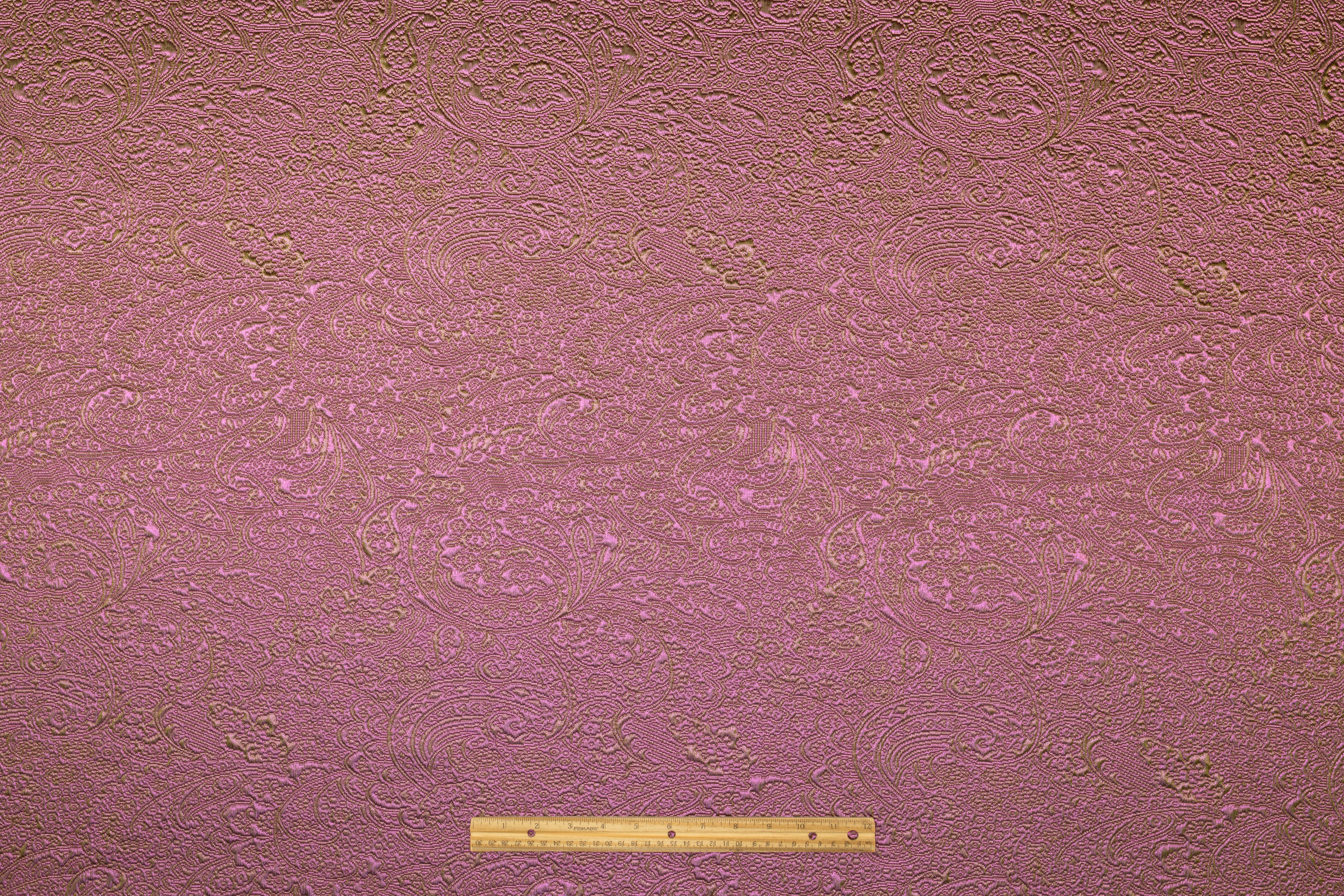 Iridescent Paisley Italian Matelassé Brocade - Green / Fucshia
