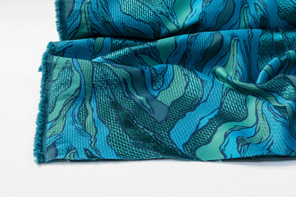 Abstract Metallic Matelassé Brocade - Blue / Green