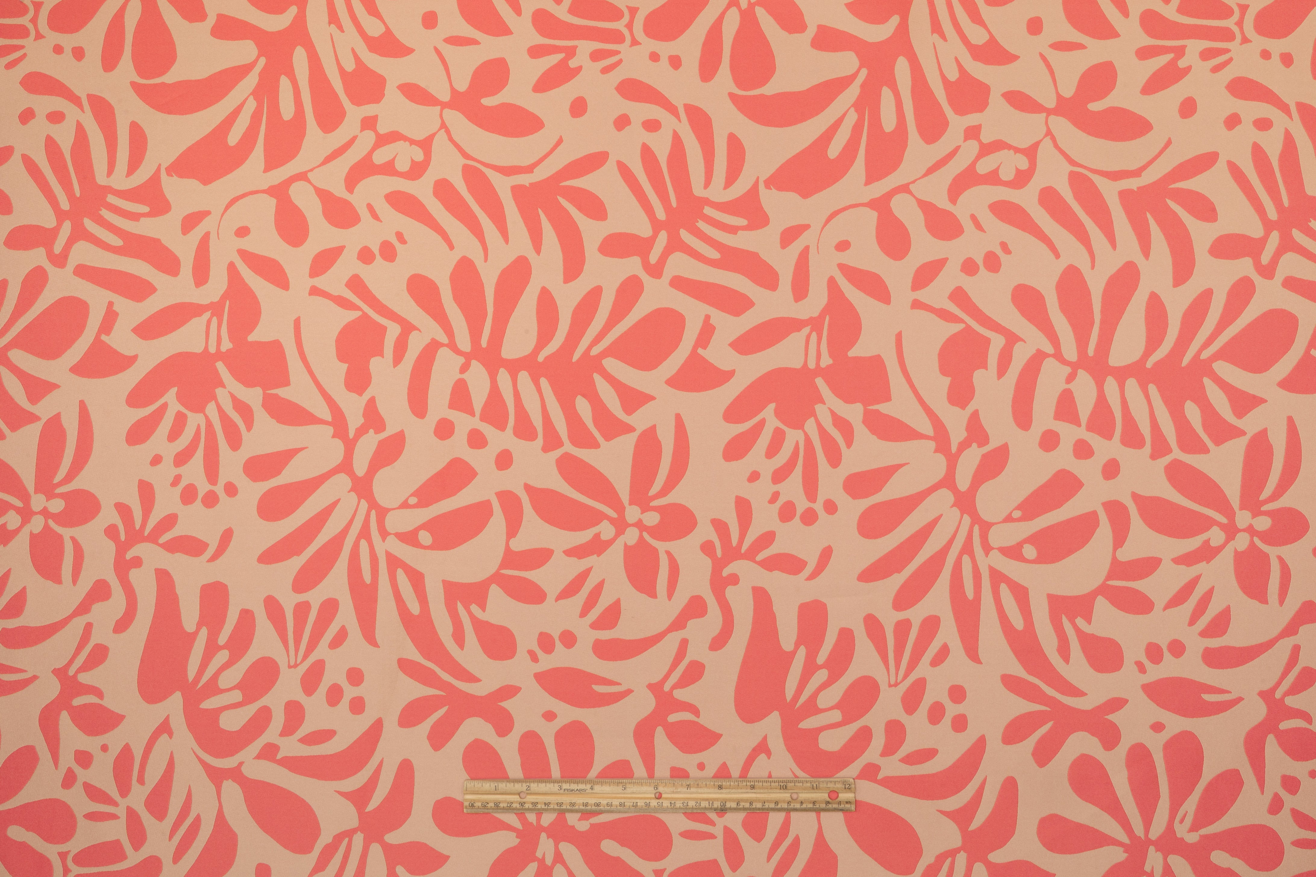 Carnet - Floral Double Faced Italian Silk Blend Brocade - Coral Pink / Beige