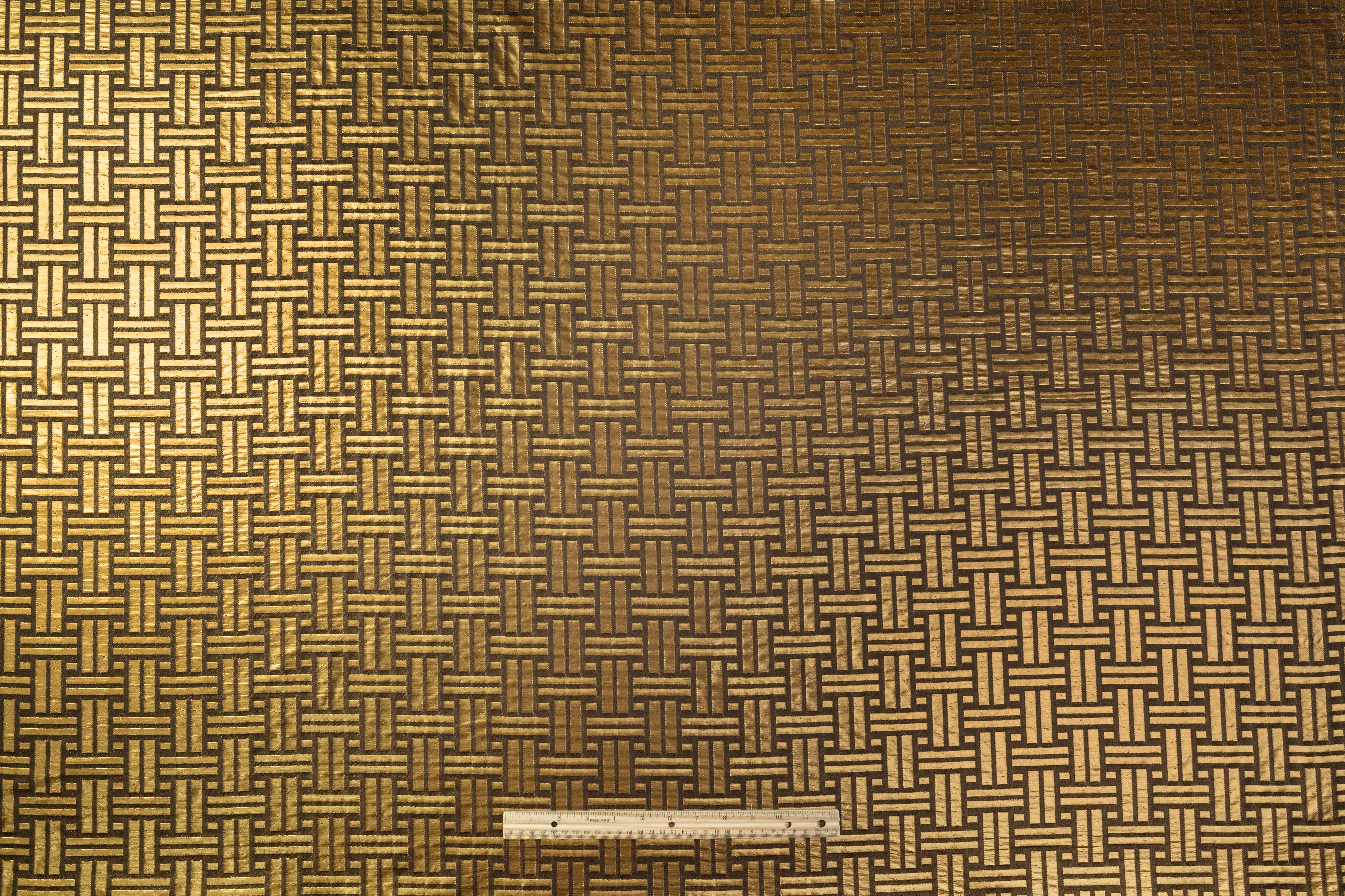 Lattice Metallic Italian Silk Brocade - Bronze