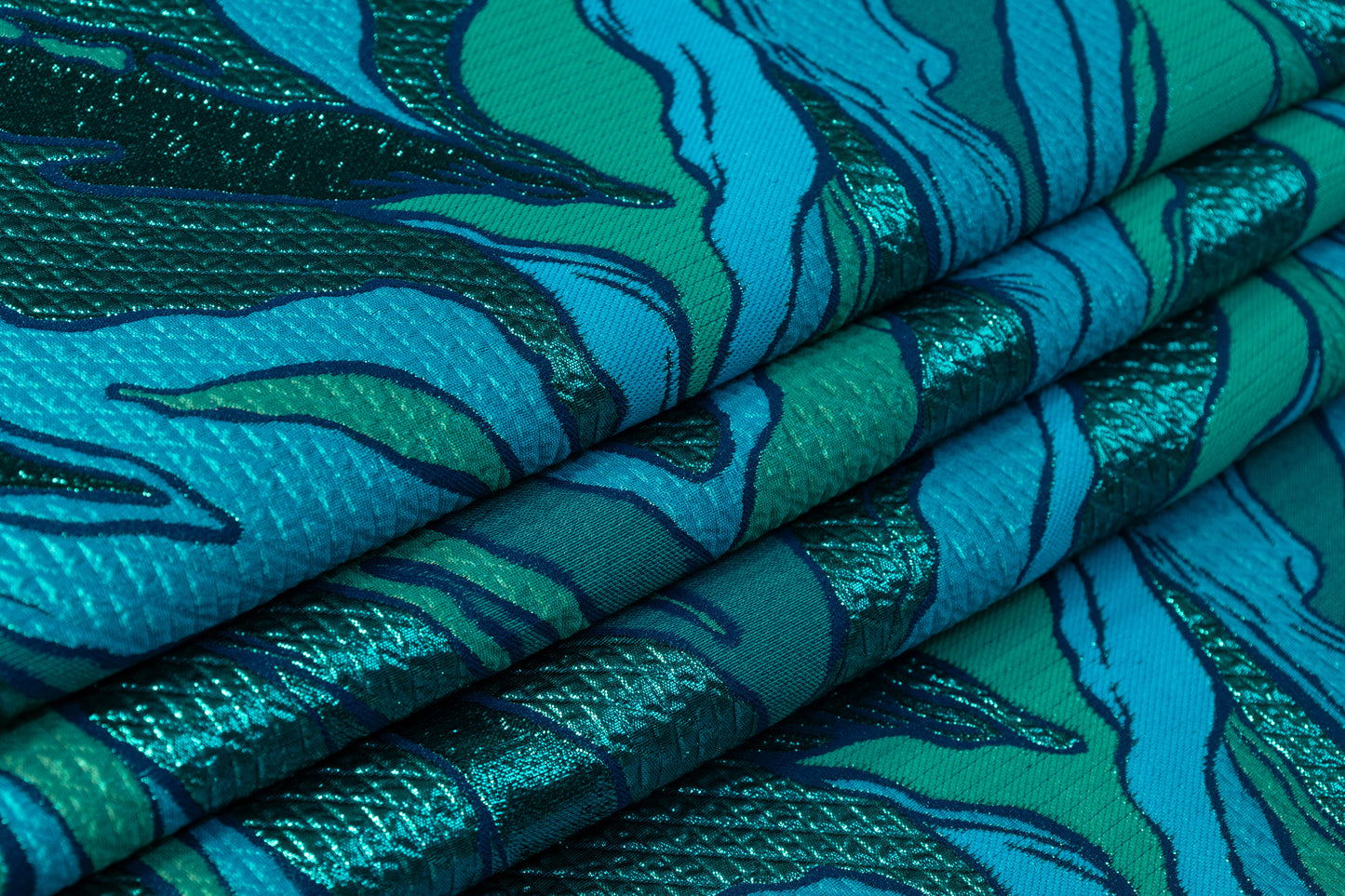 Abstract Metallic Matelassé Brocade - Blue / Green