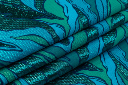 Abstract Metallic Matelassé Brocade - Blue / Green