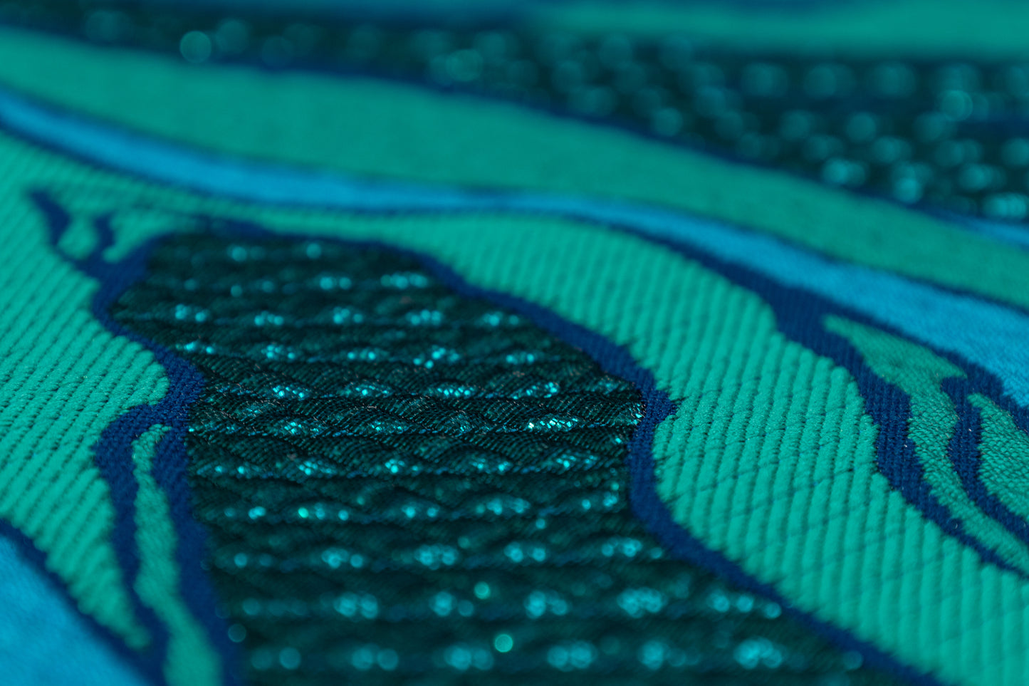 Abstract Metallic Matelassé Brocade - Blue / Green