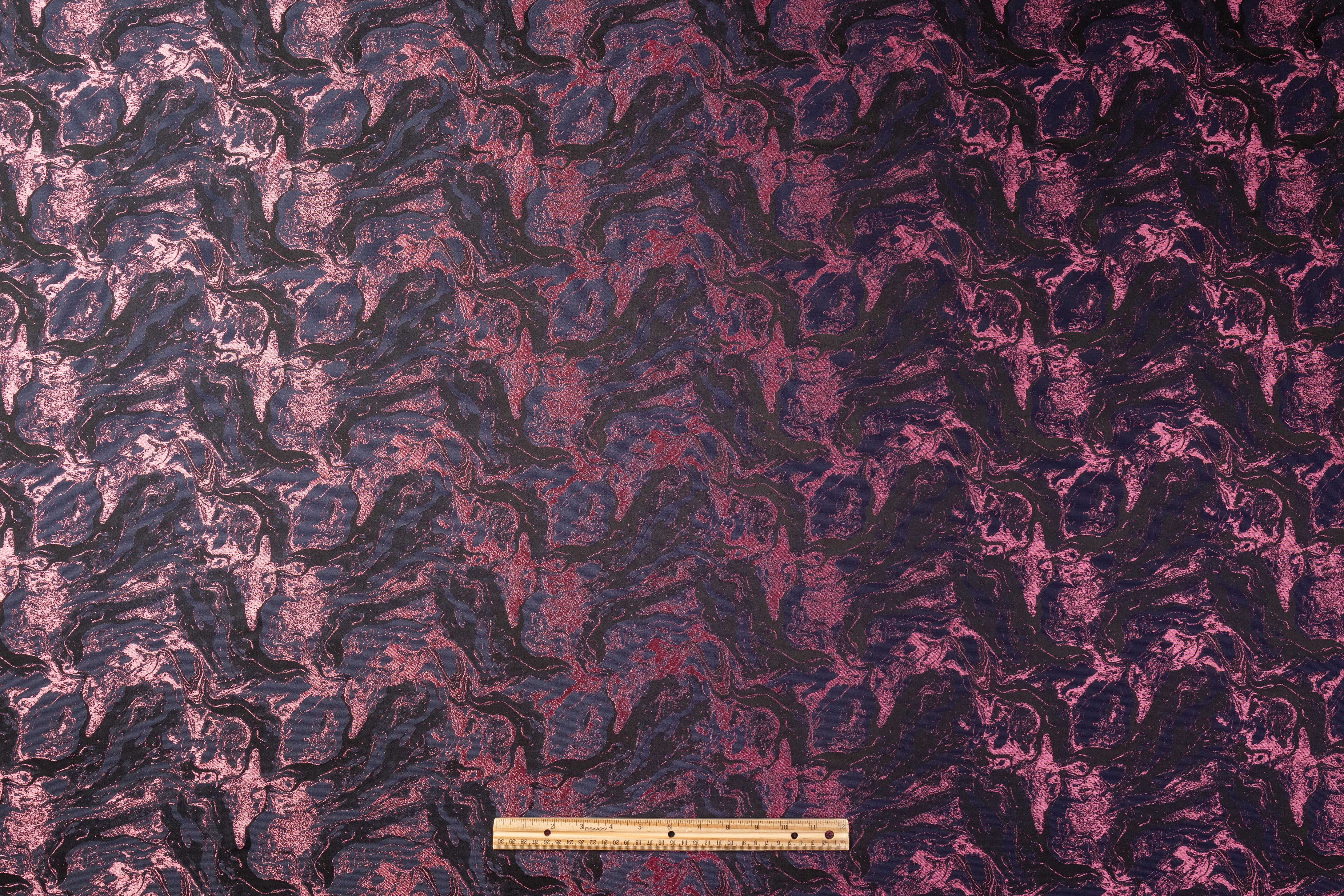 Abstract Italian Silk Blend Brocade - Pink / Navy