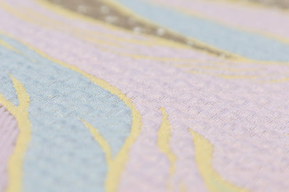 Abstract Metallic Matelassé Brocade - Gold / Pink / Green