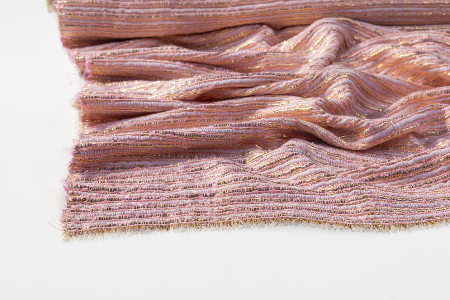 Metallic Viscose Chenille Tweed - Pink / Purple / Gold