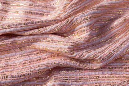 Metallic Viscose Chenille Tweed - Pink / Purple / Gold