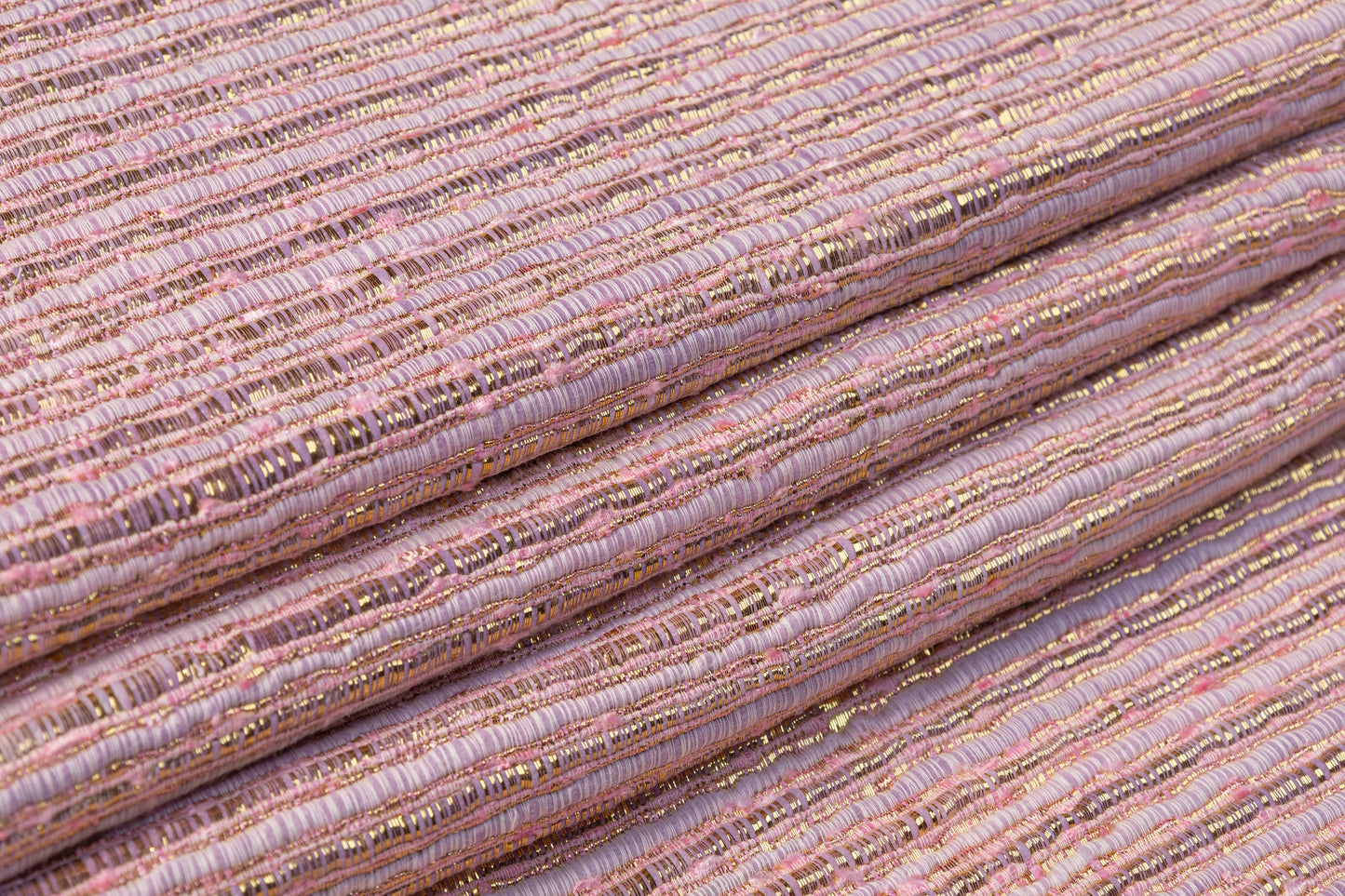 Metallic Viscose Chenille Tweed - Pink / Purple / Gold