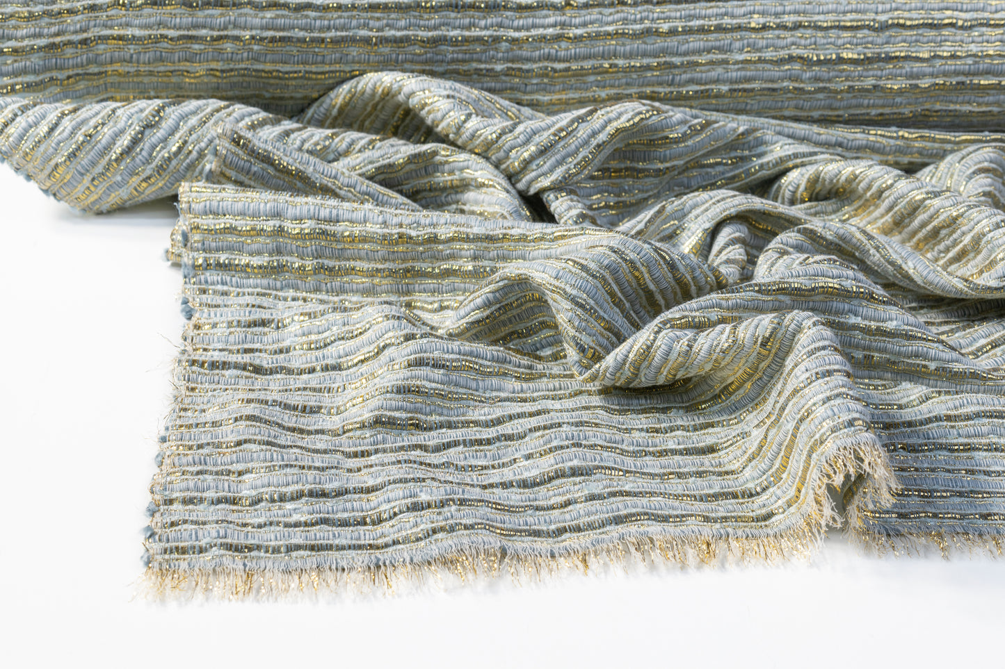 Metallic Viscose Chenille Tweed - Blue / Gold