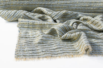 Metallic Viscose Chenille Tweed - Blue / Gold