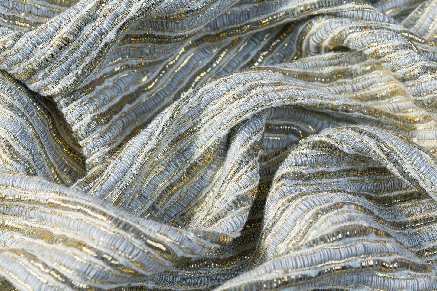 Metallic Viscose Chenille Tweed - Blue / Gold