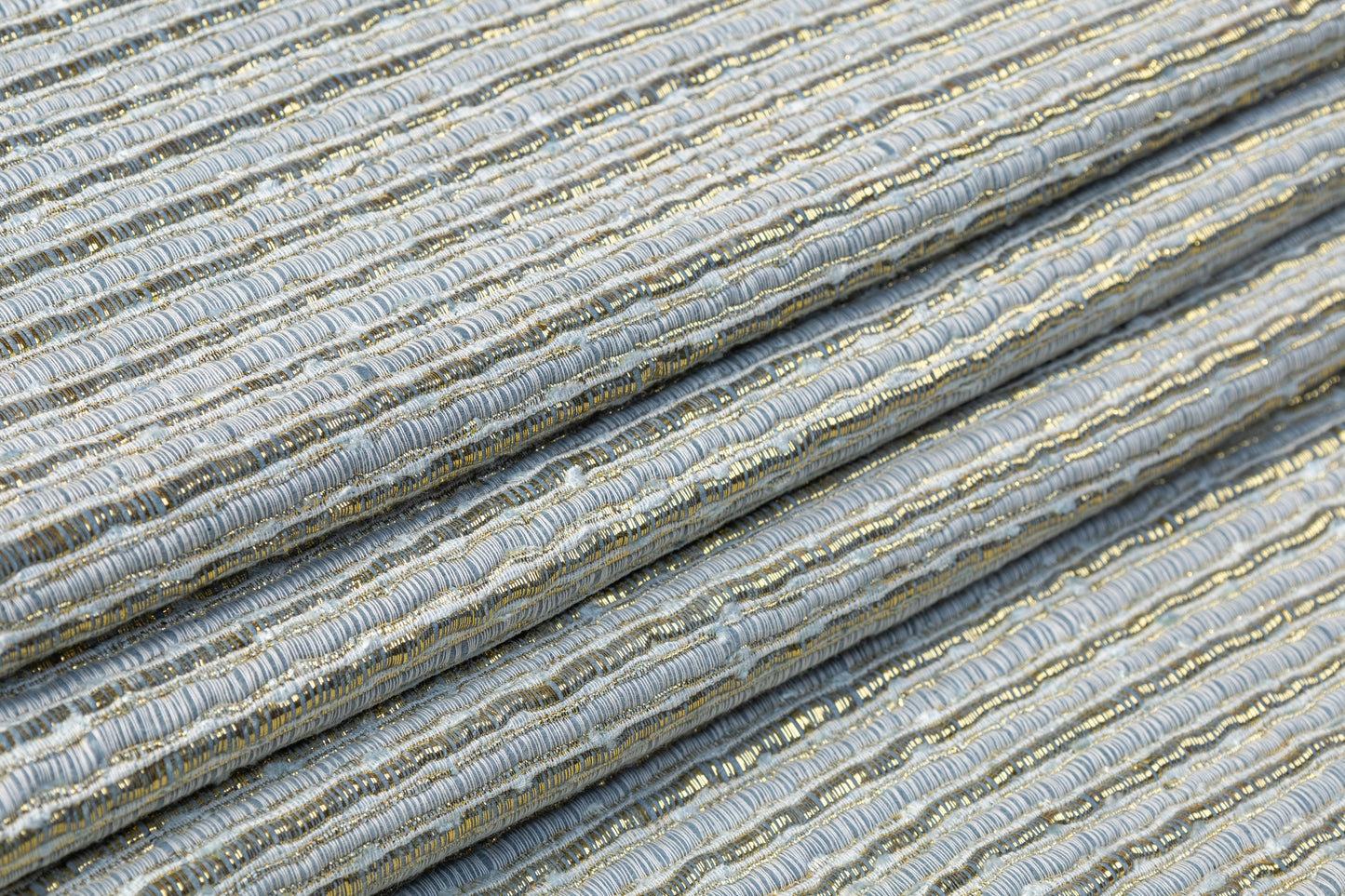 Metallic Viscose Chenille Tweed - Blue / Gold