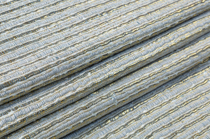 Metallic Viscose Chenille Tweed - Blue / Gold