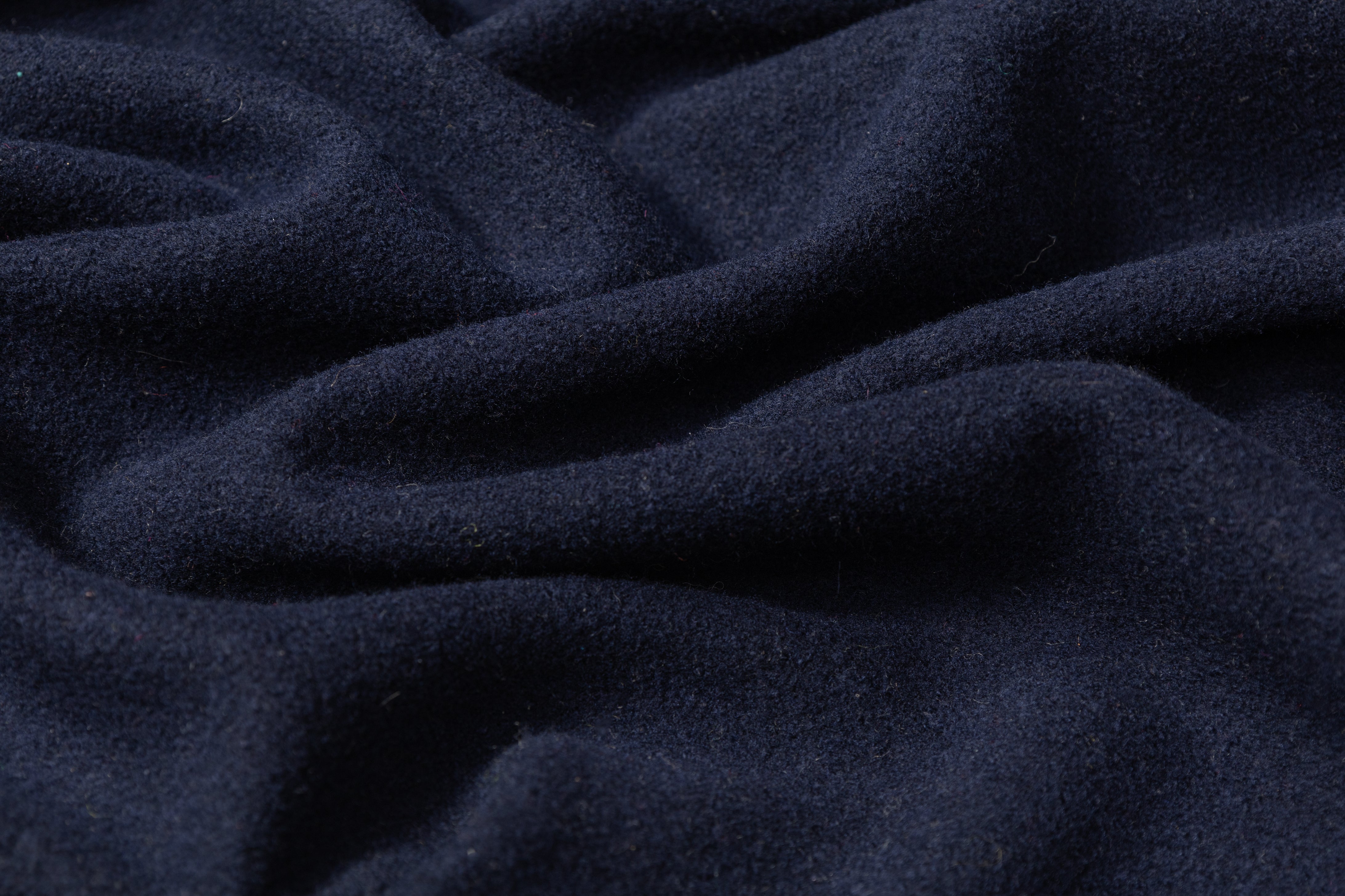 Solid Stretch Wool Coating - Navy Blue