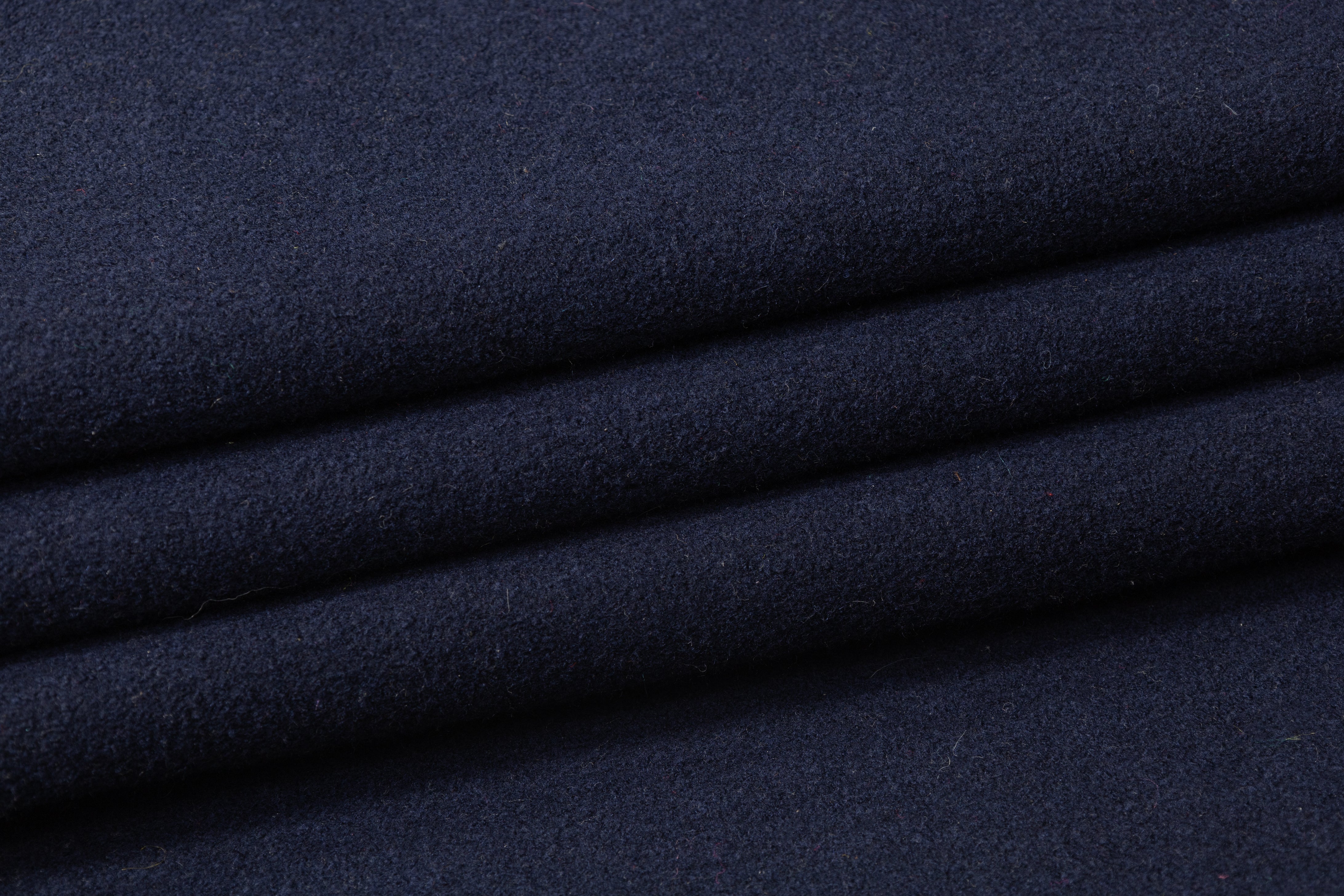 Solid Stretch Wool Coating - Navy Blue