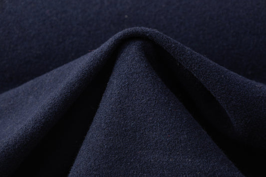 Solid Stretch Wool Coating - Navy Blue