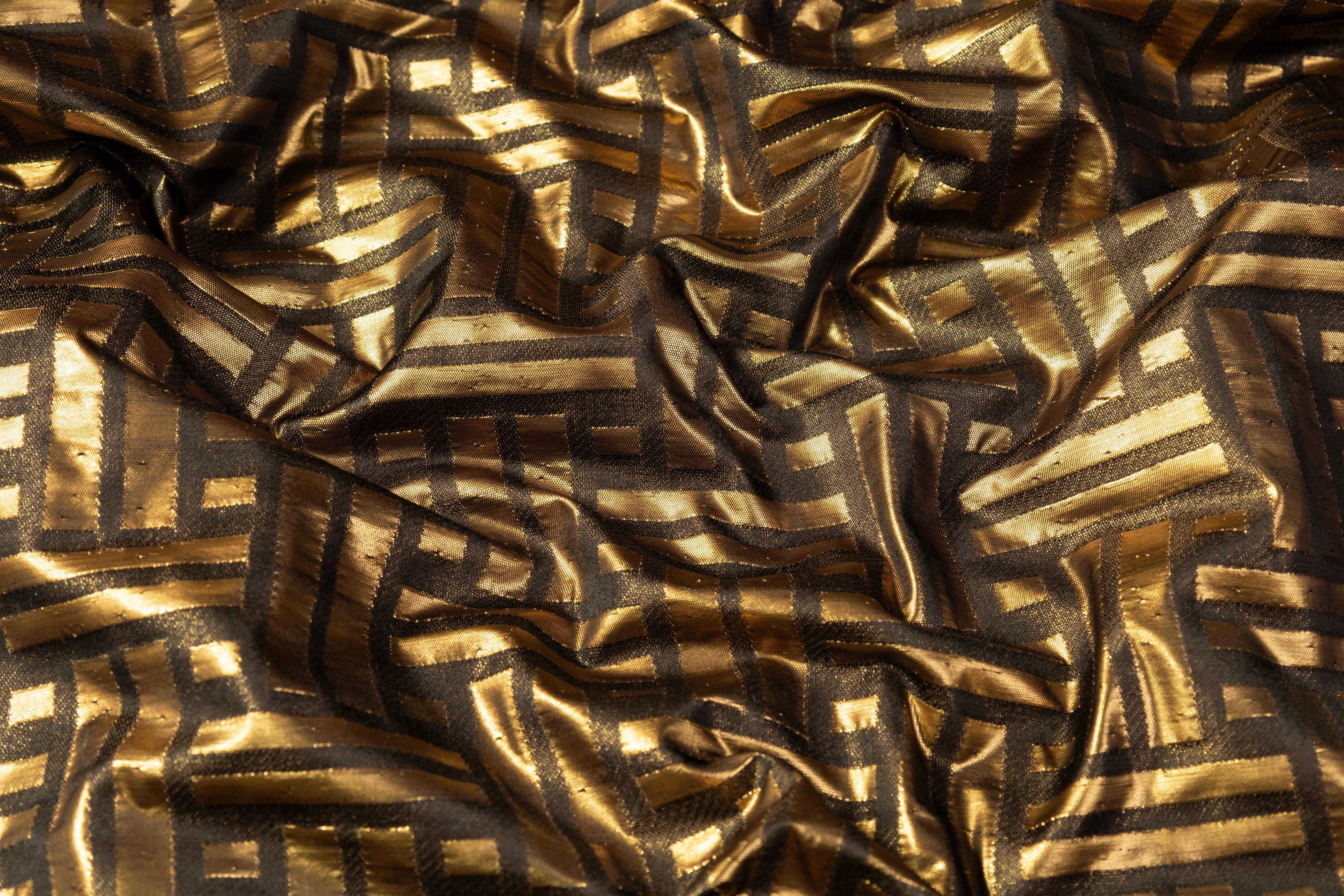 Lattice Metallic Italian Silk Brocade - Bronze