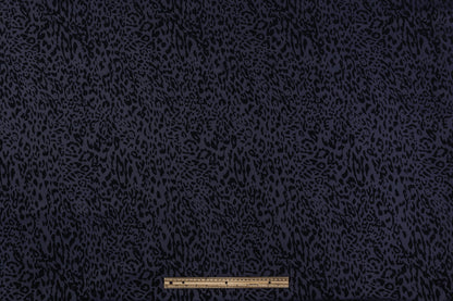 Italian Denim with Cheetah Pattern Flocking - Indigo / Black