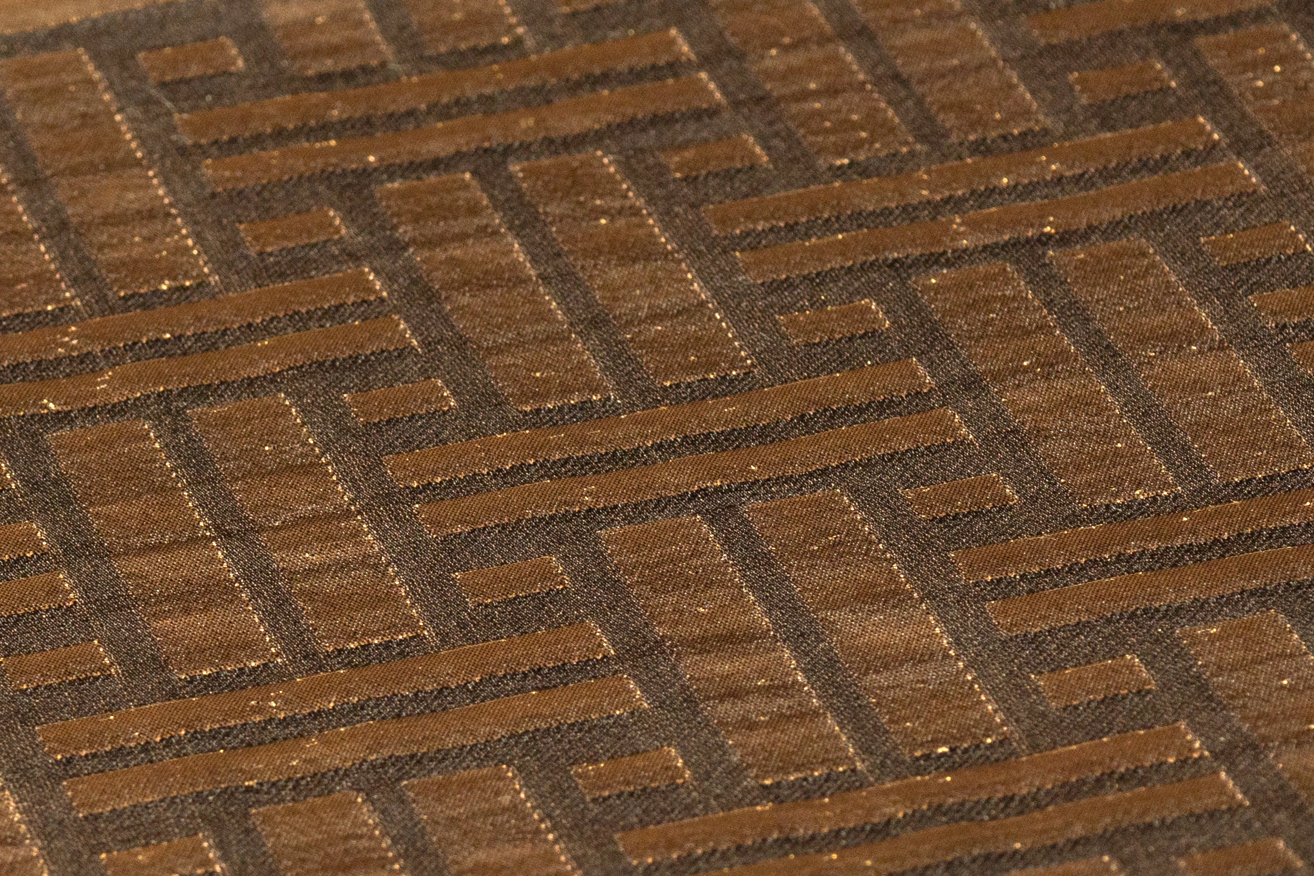 Lattice Metallic Italian Silk Brocade - Bronze