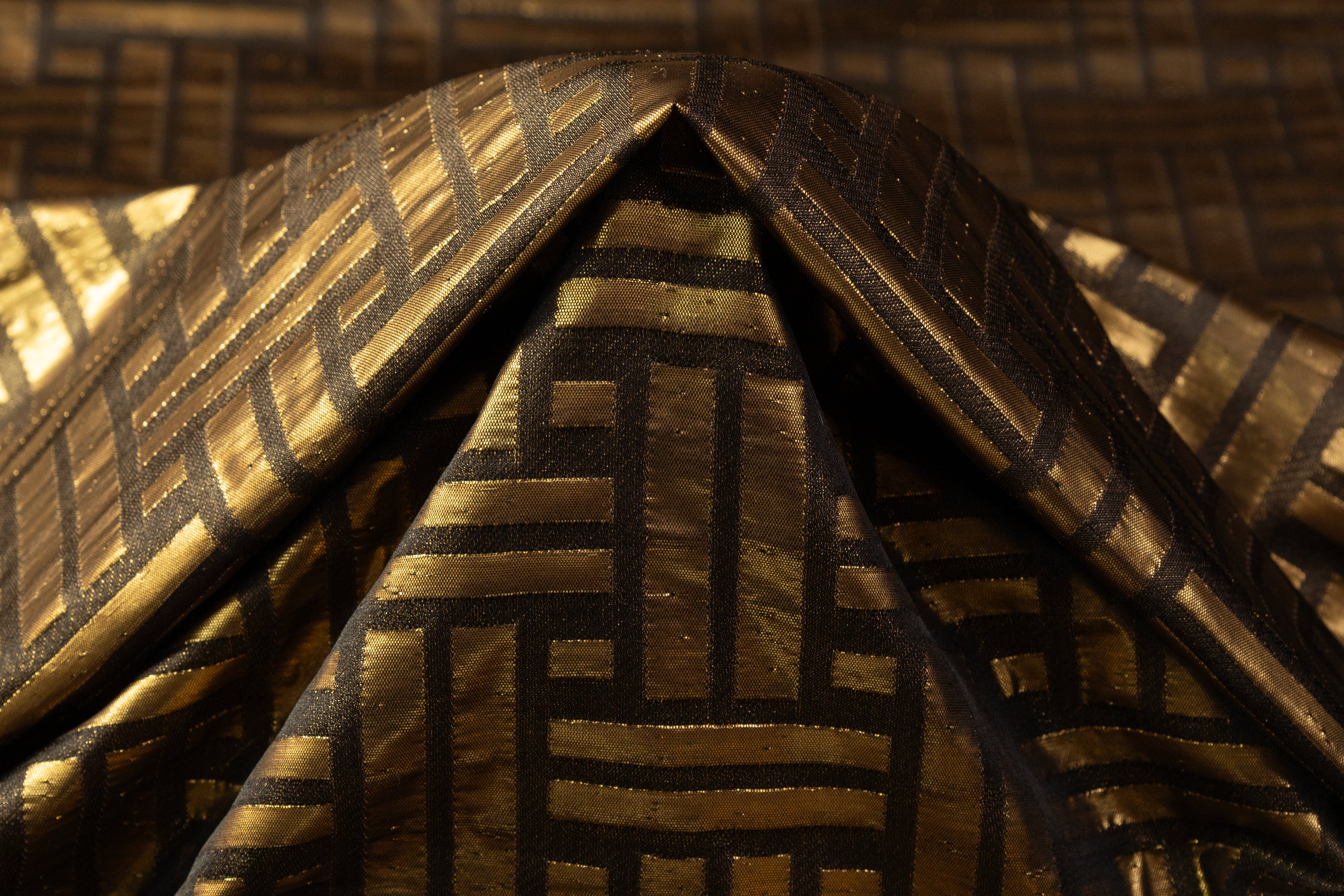 Lattice Metallic Italian Silk Brocade - Bronze