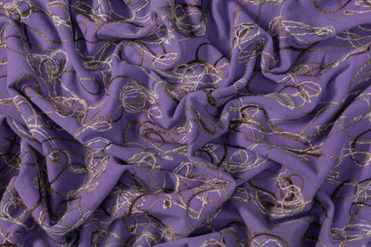 Embroidered Cotton Poly Wool Coating - Purple
