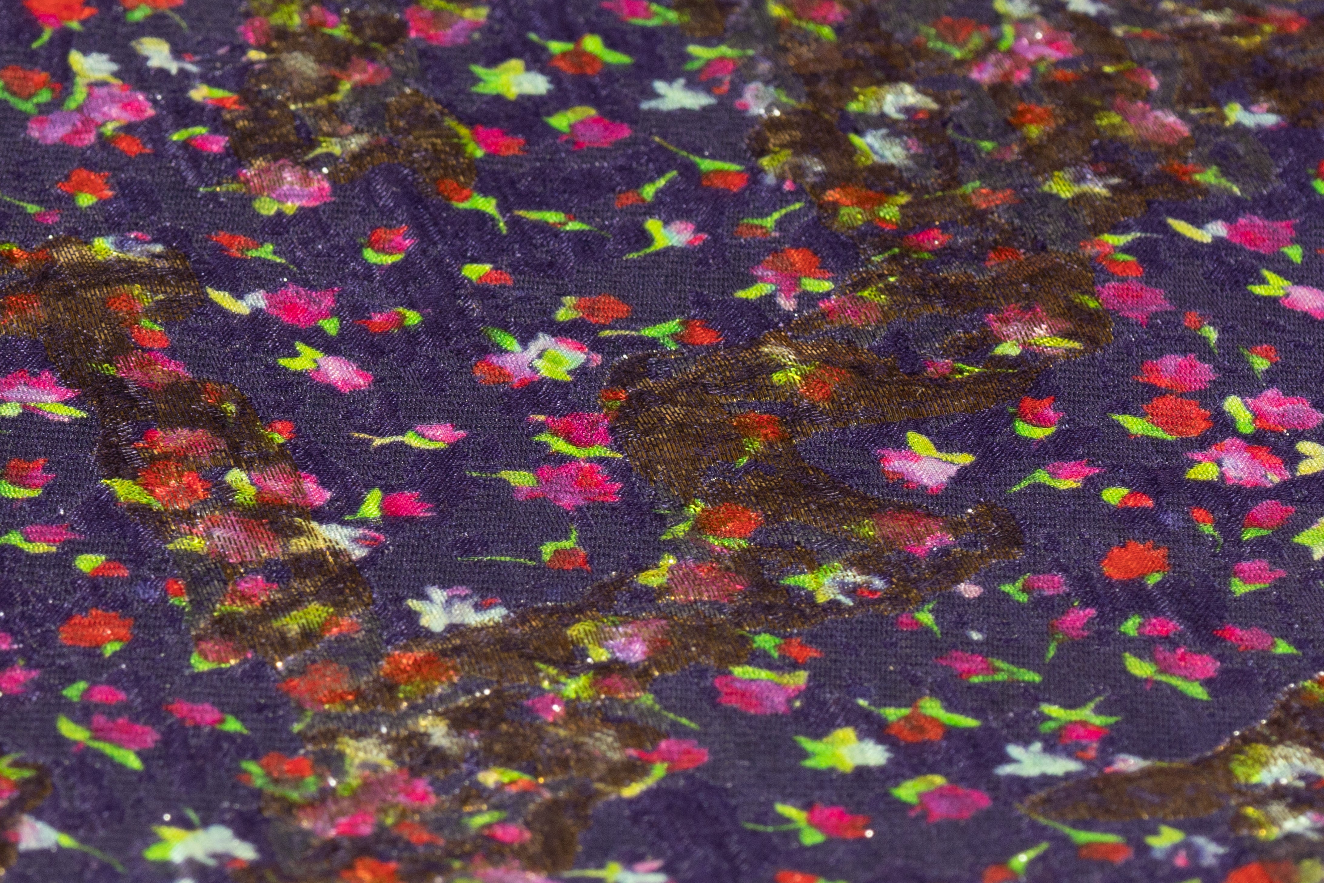 Abstract Ditsy Floral Metallic Italian Silk Brocade - Multicolor / Gold