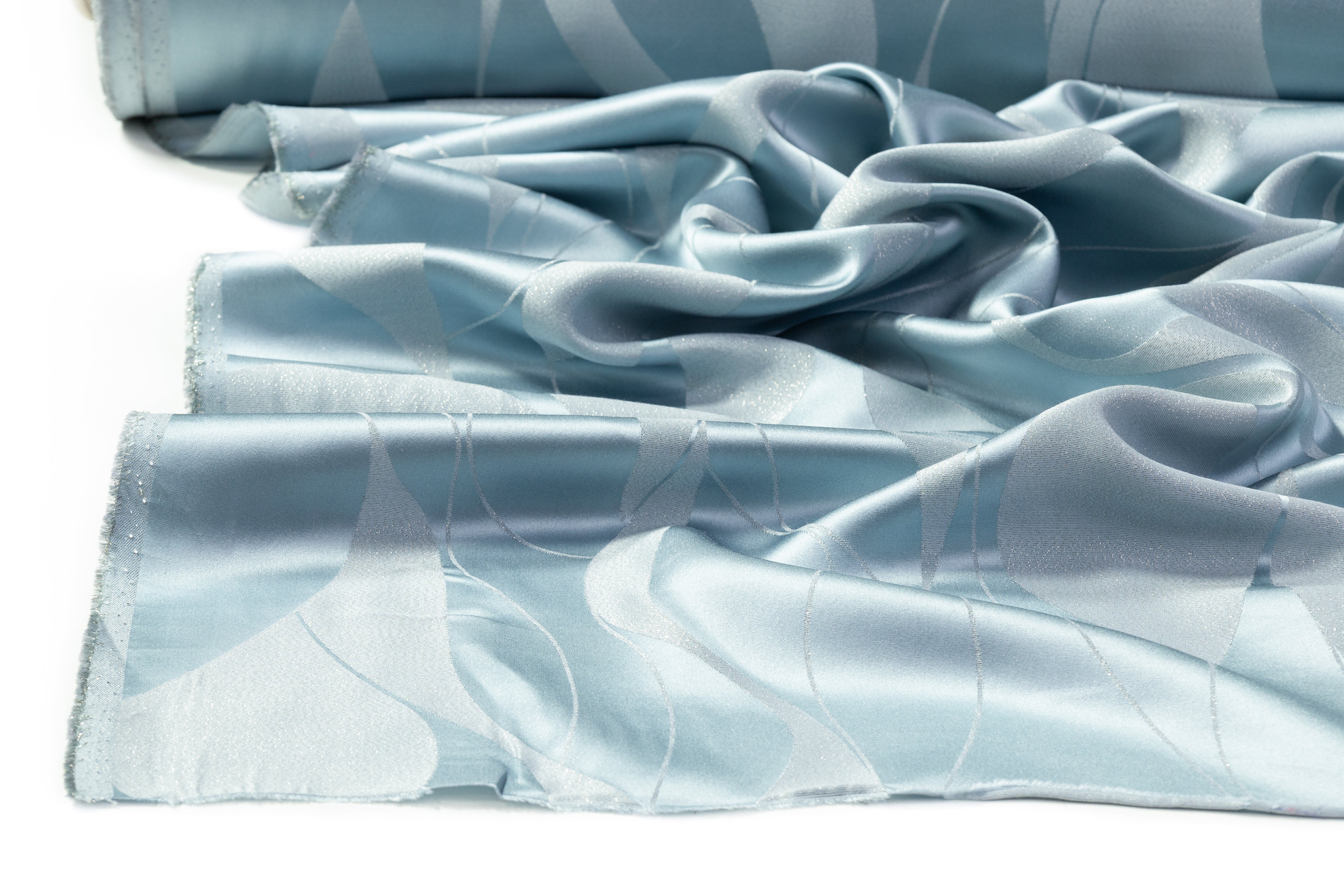 Metallic Italian Silk Viscose Jacquard - Blue