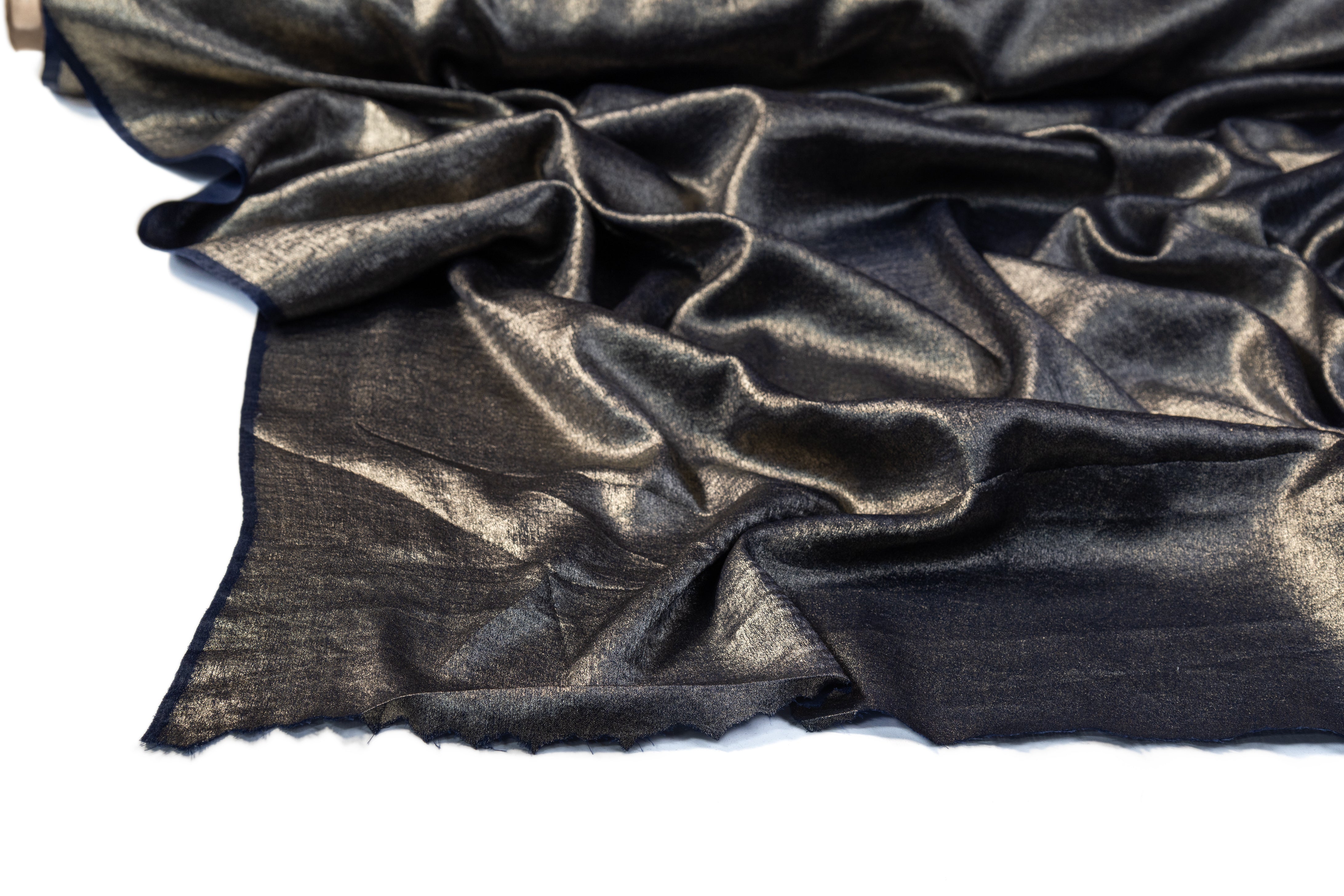 Shimmer Crepe de Chine - Navy Gold