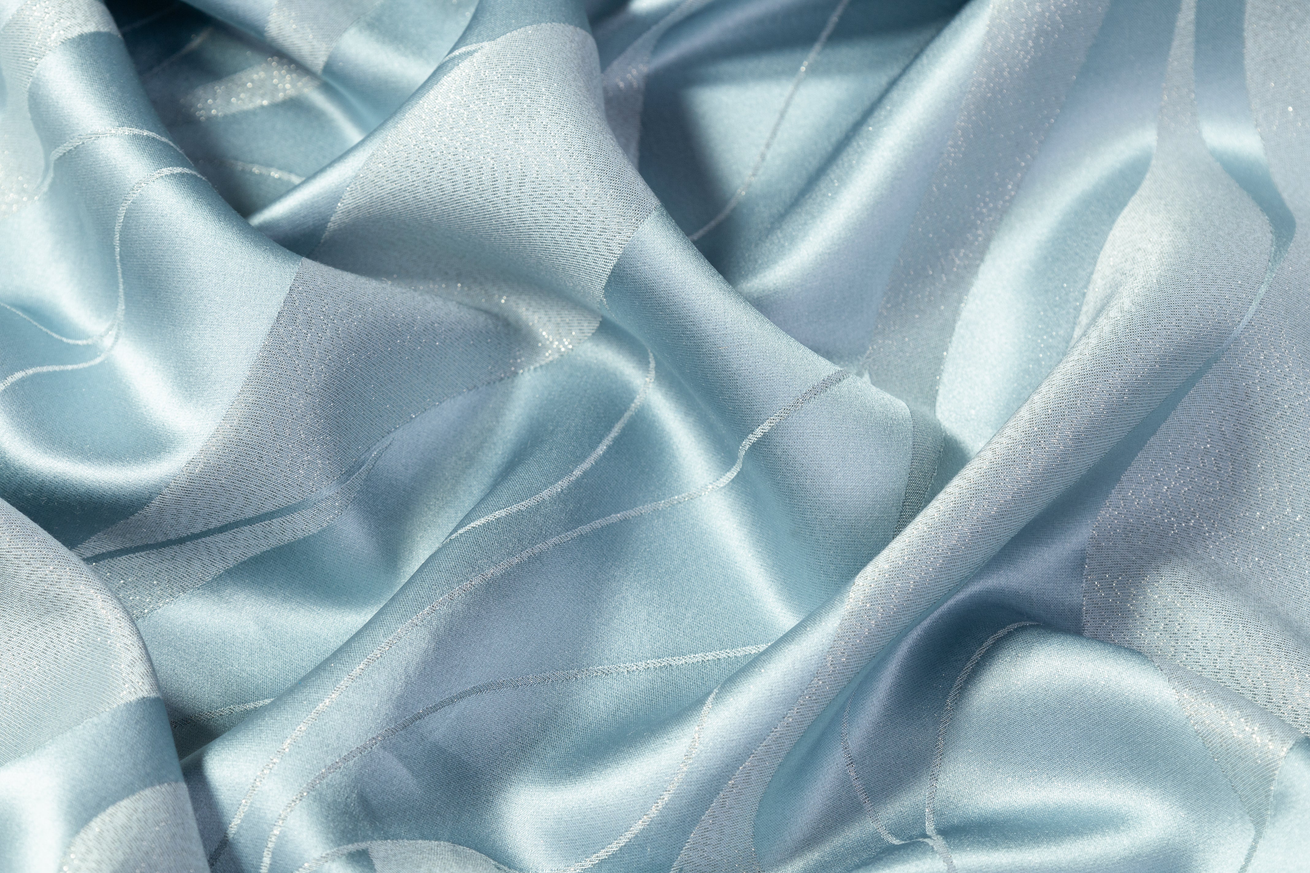 Metallic Italian Silk Viscose Jacquard - Blue