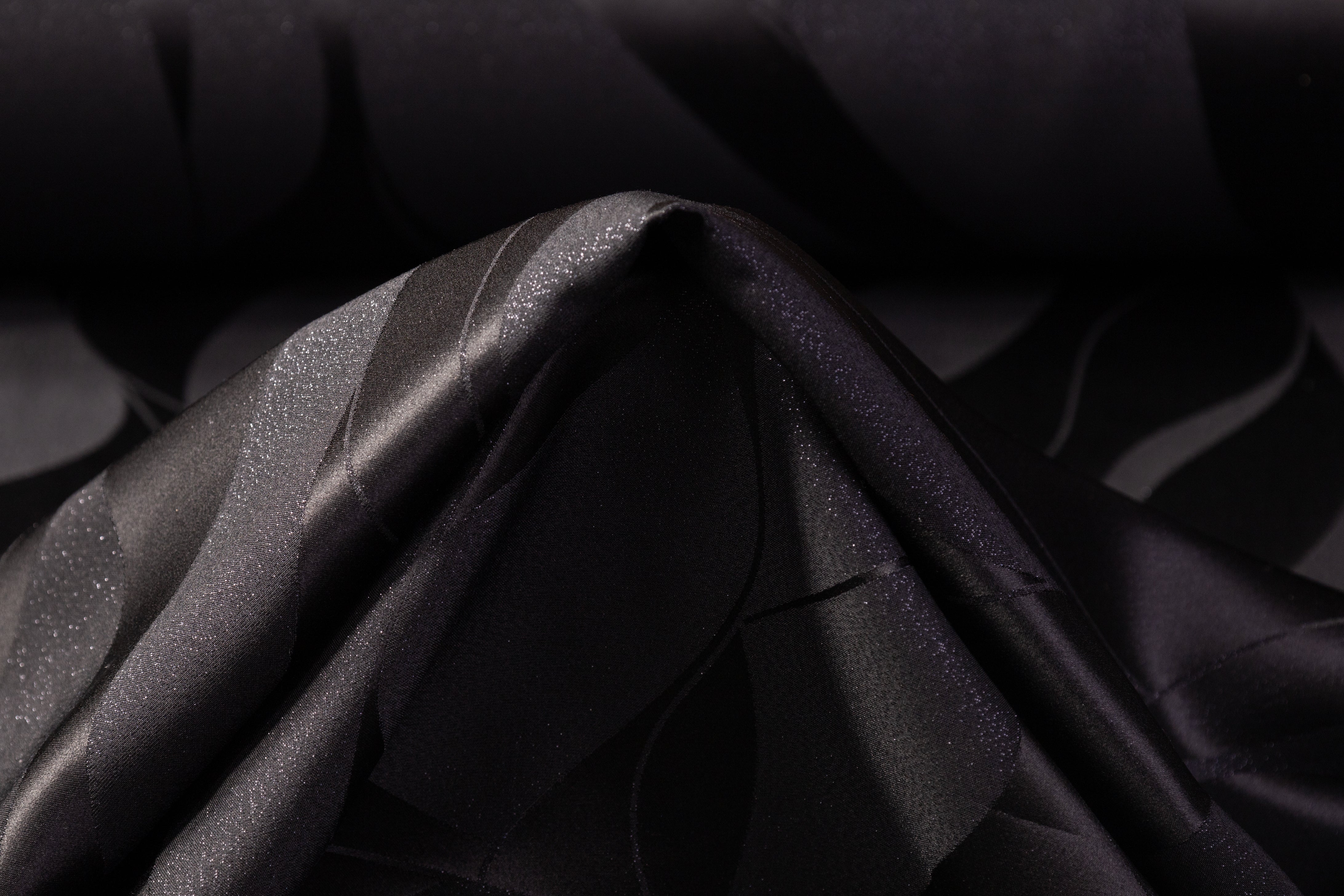 Metallic Italian Silk Viscose Jacquard - Black