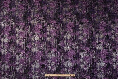 Abstract Metallic Cloqué Brocade - Purple / Black / Silver