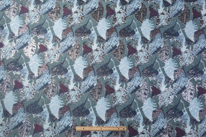 Abstract Metallic Brocade - Blue / Gray / Burgundy