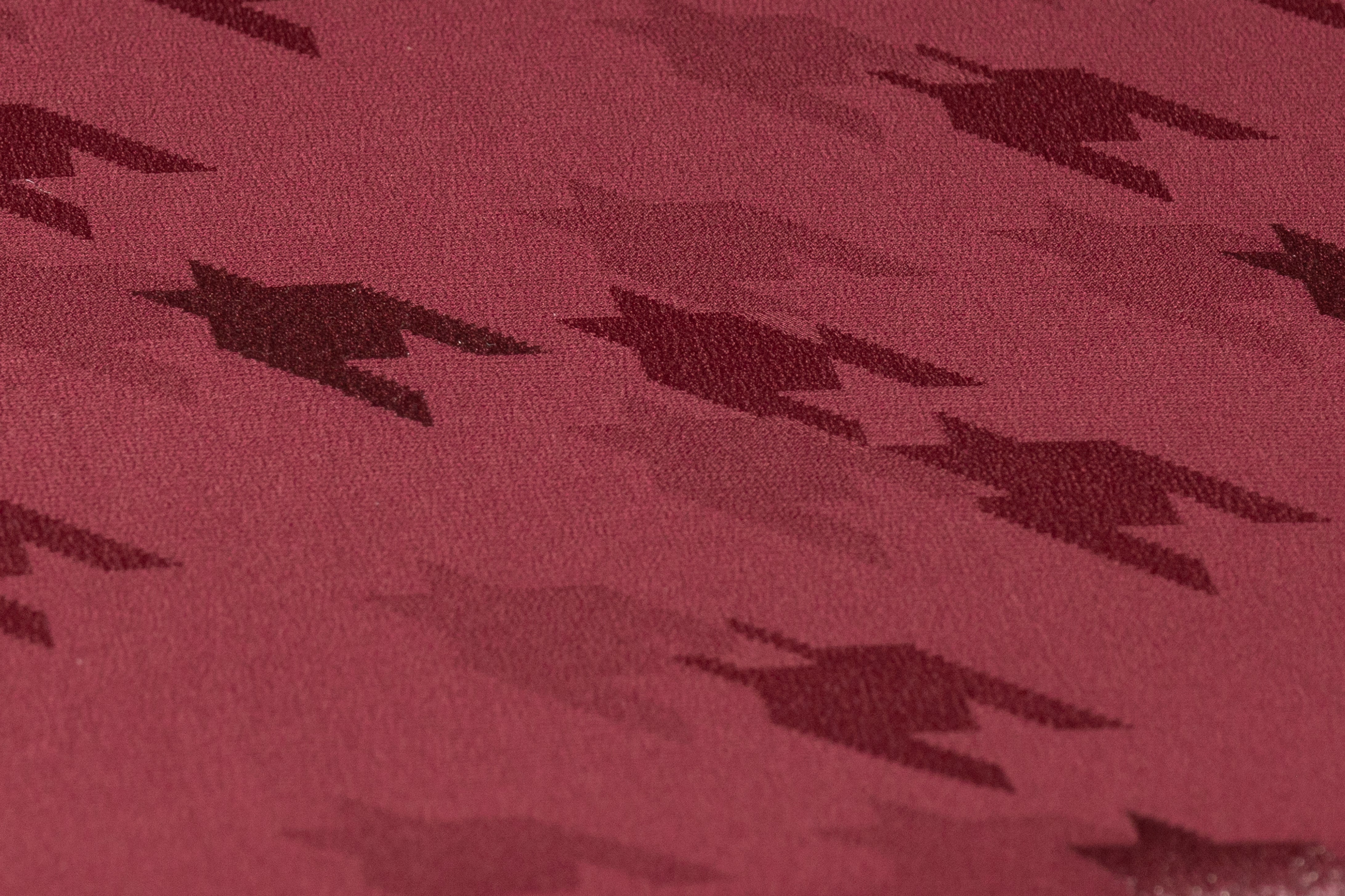 Houndstooth Italian Metallic Silk Jacquard - Burgundy