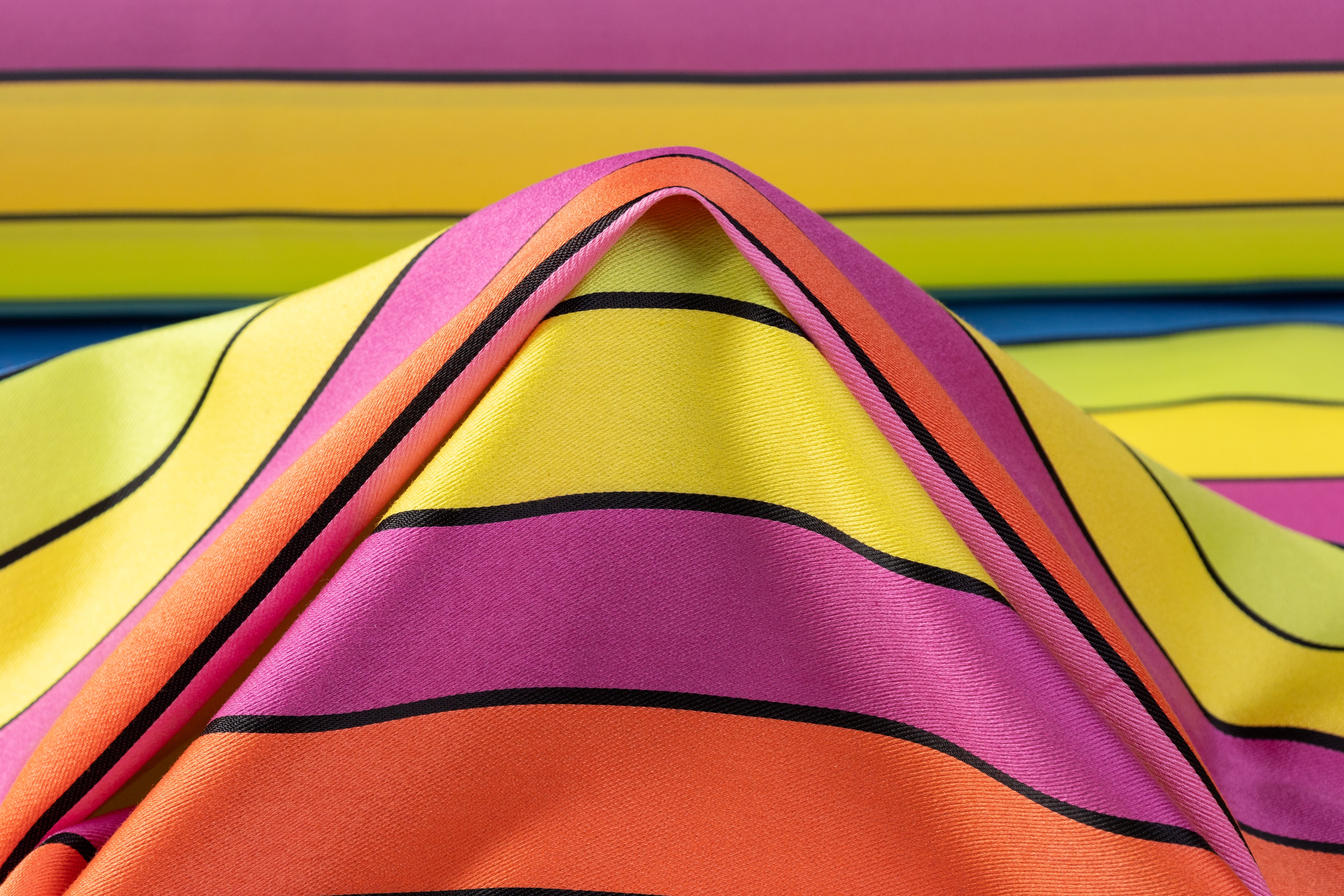 Striped Italian Cotton Silk Blend Twill - Multicolor