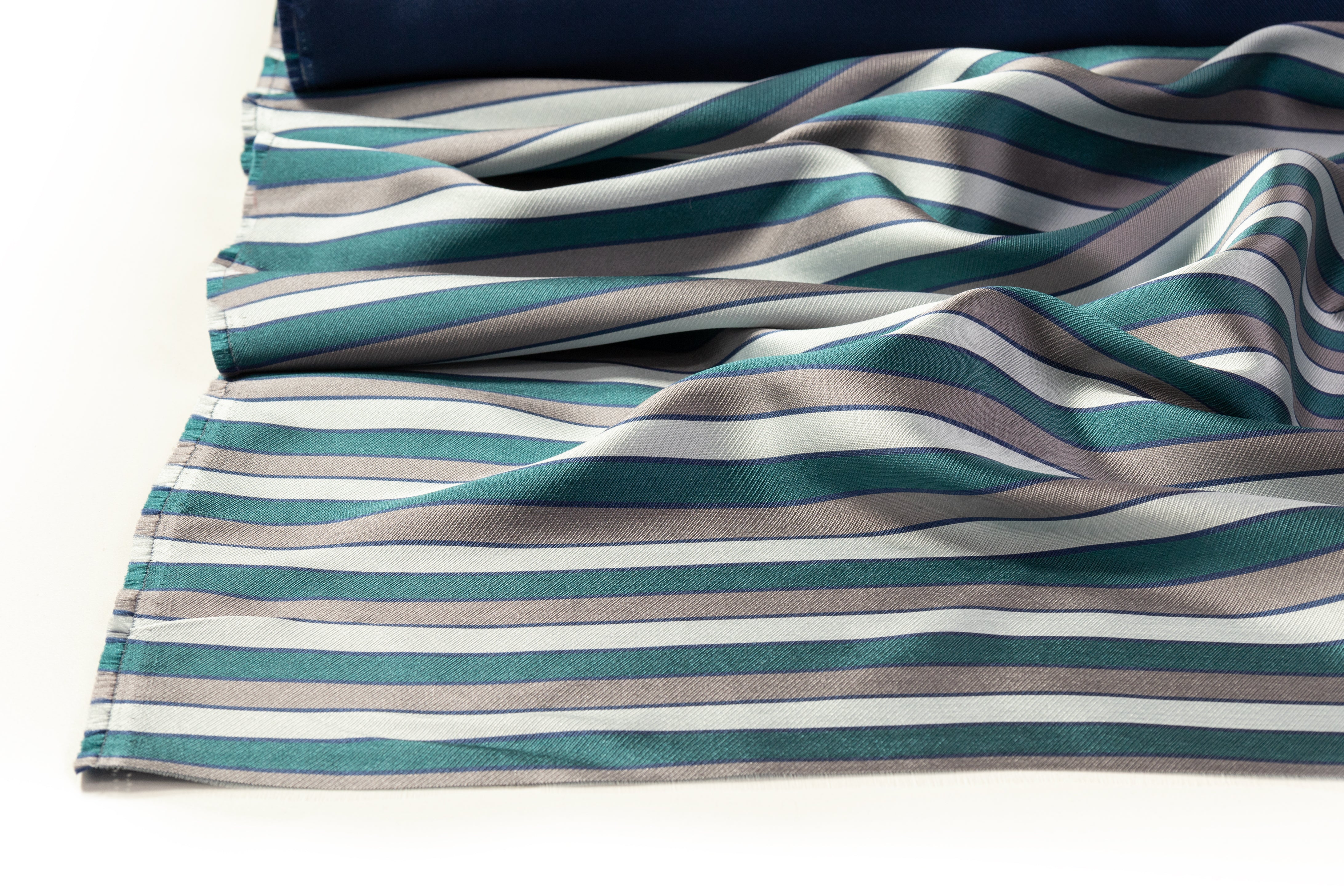 Striped Italian Jacquard - Teal / Gray