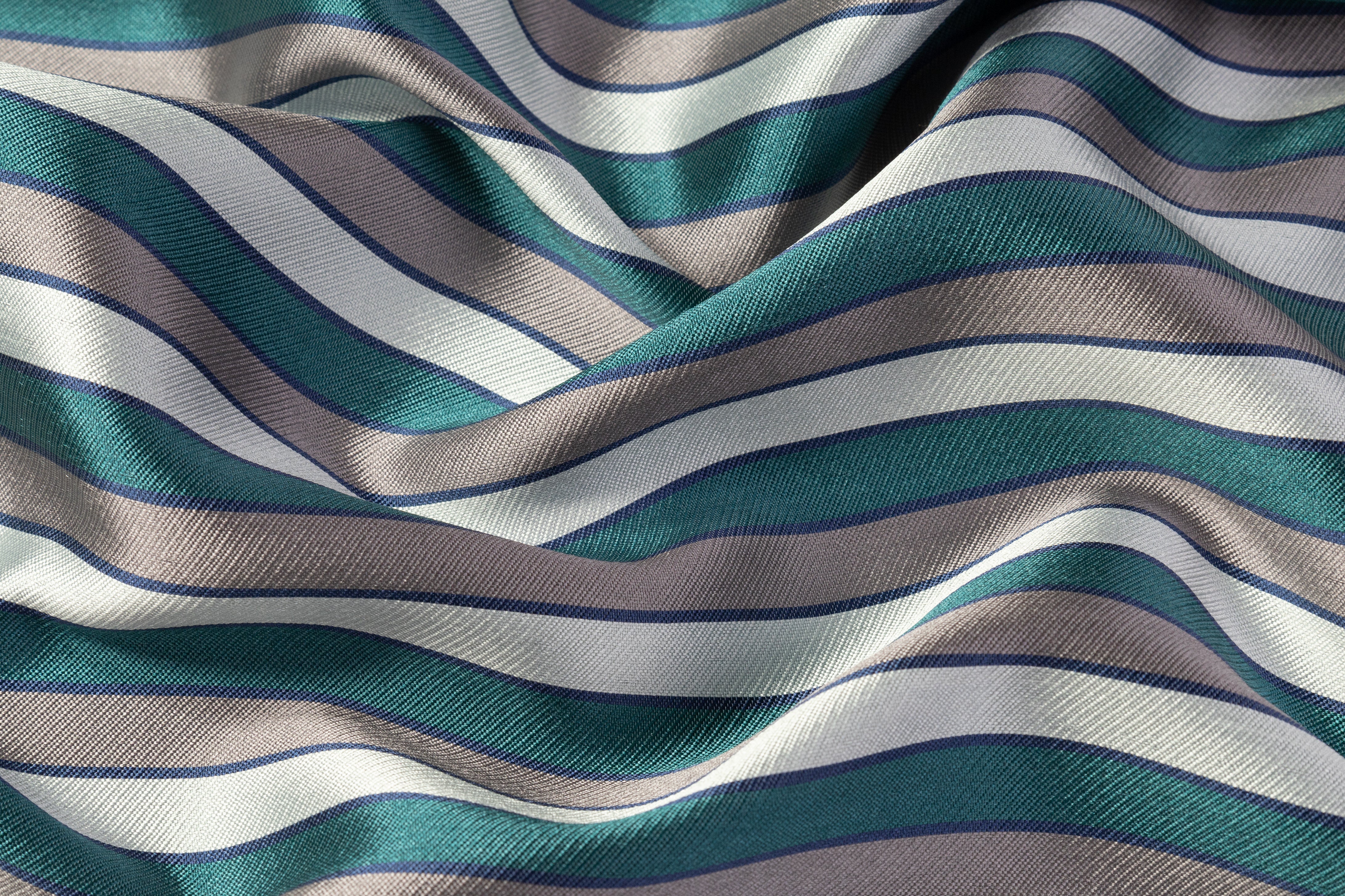 Striped Italian Jacquard - Teal / Gray