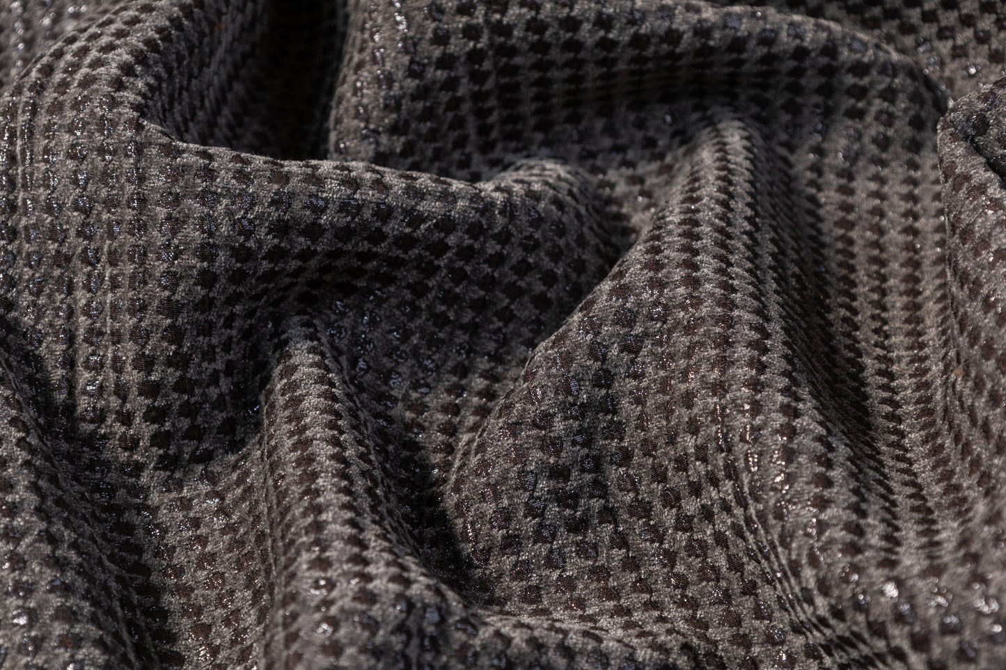 Dotted Metallic Chenille Brocade - Gray