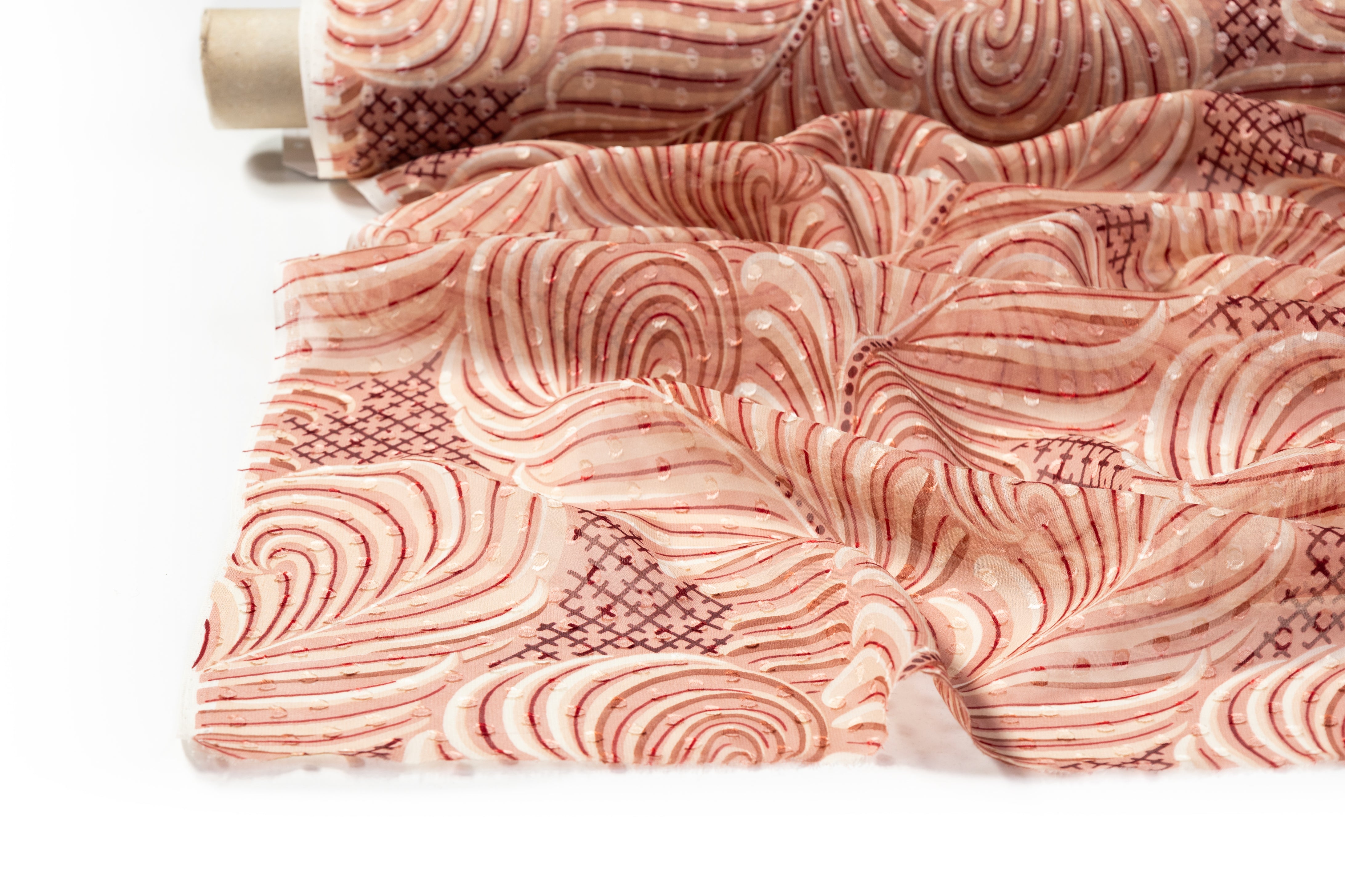 Printed Silk Fil Coupé Chiffon - Blush