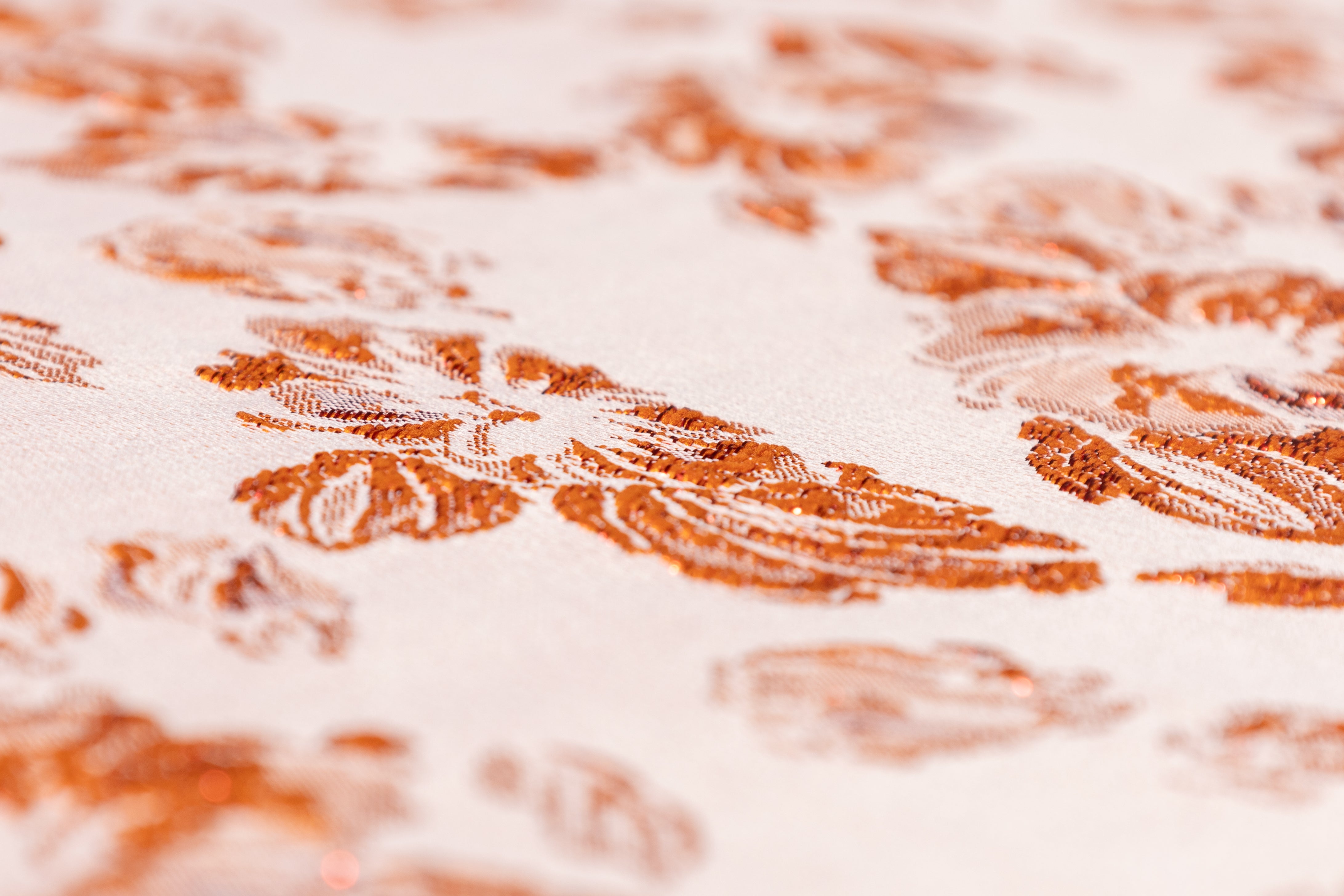 Floral Metallic Brocade - Orange
