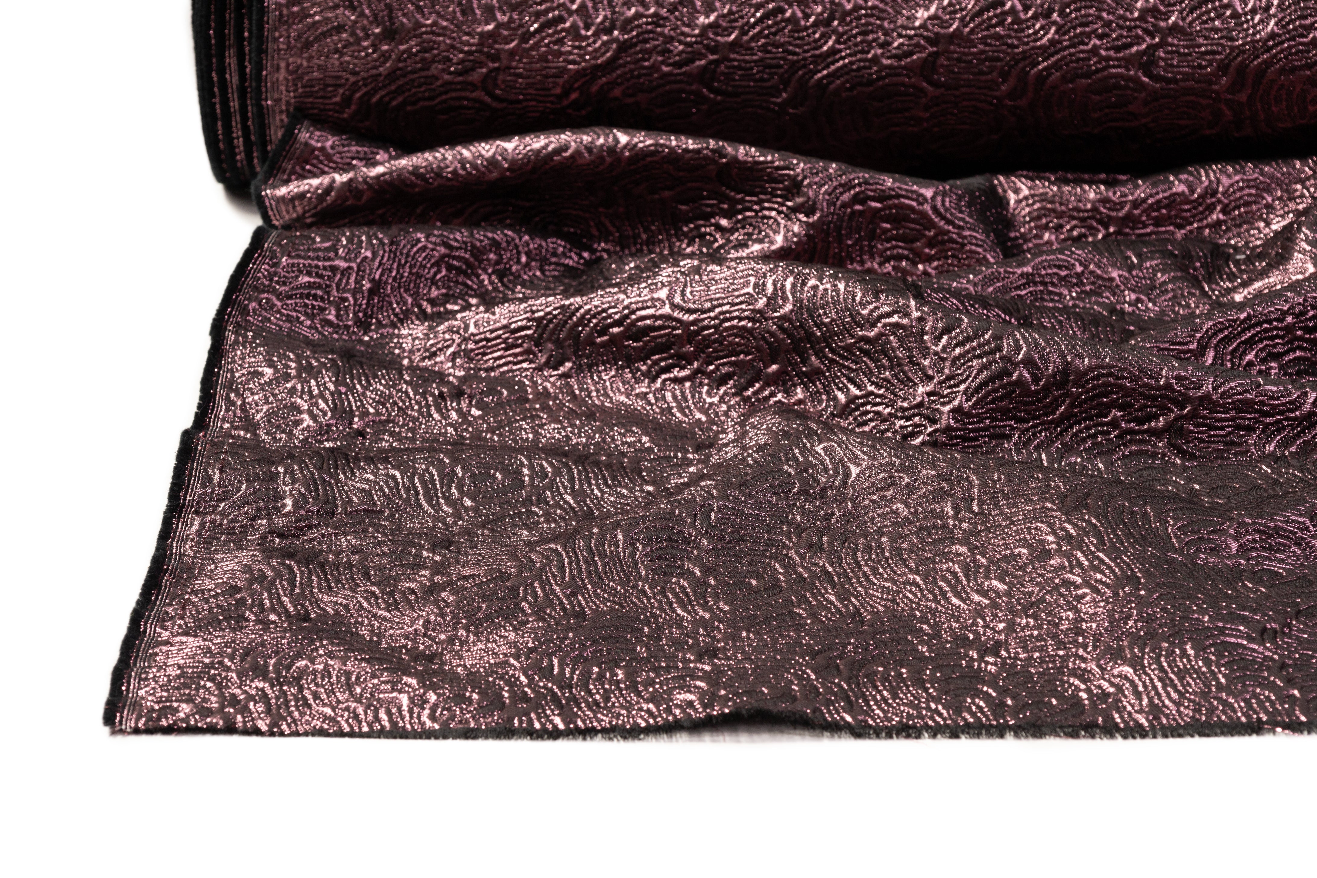 Abstract Metallic Italian Matelassé Brocade - Purple