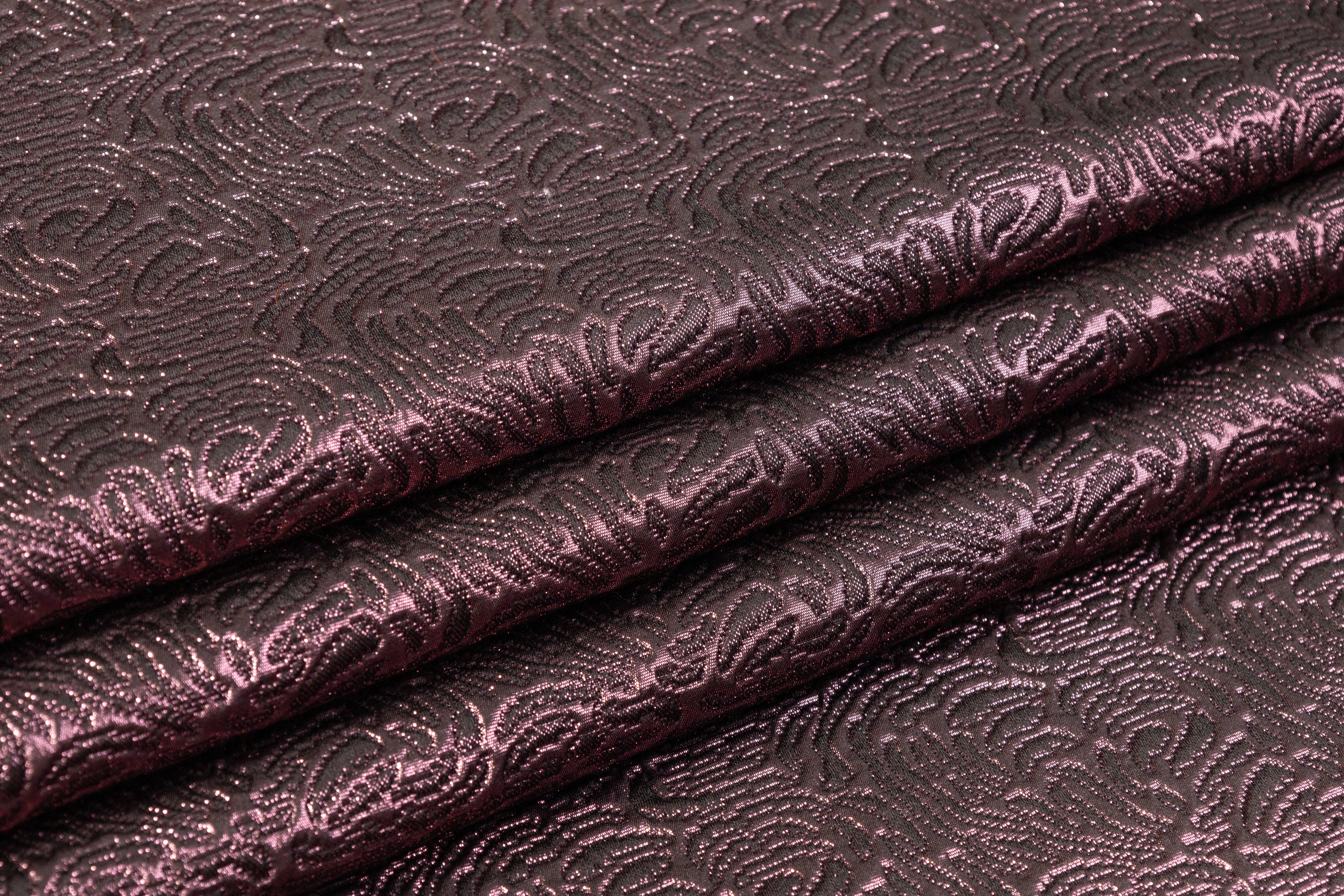 Abstract Metallic Italian Matelassé Brocade - Purple