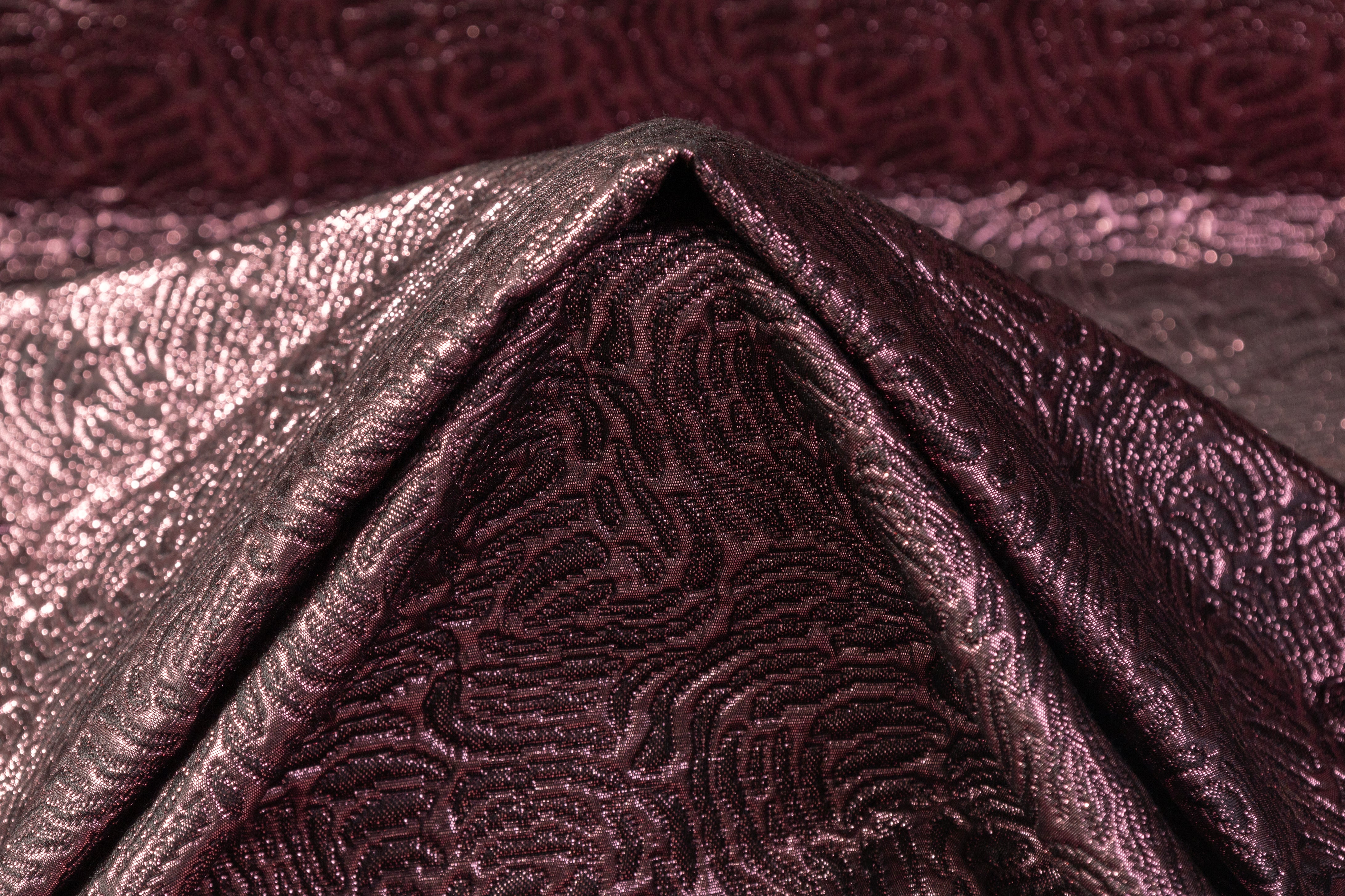 Abstract Metallic Italian Matelassé Brocade - Purple