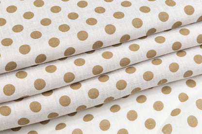 Polka Dot Printed Italian Linen - White / Brown